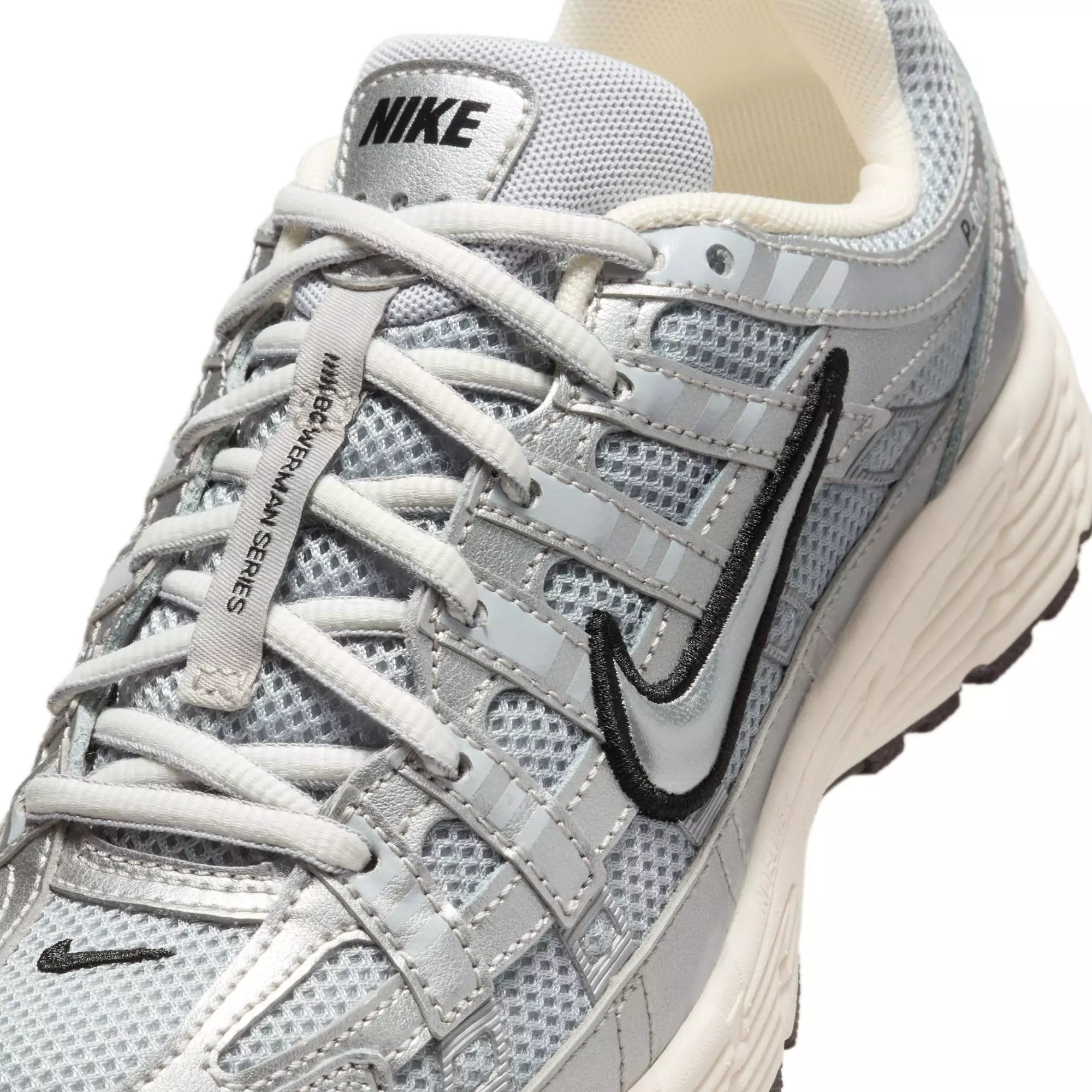 Nike P-6000 "Metallic Silver/Black" Grade School Boys' Shoe - WHITE/SILVER
