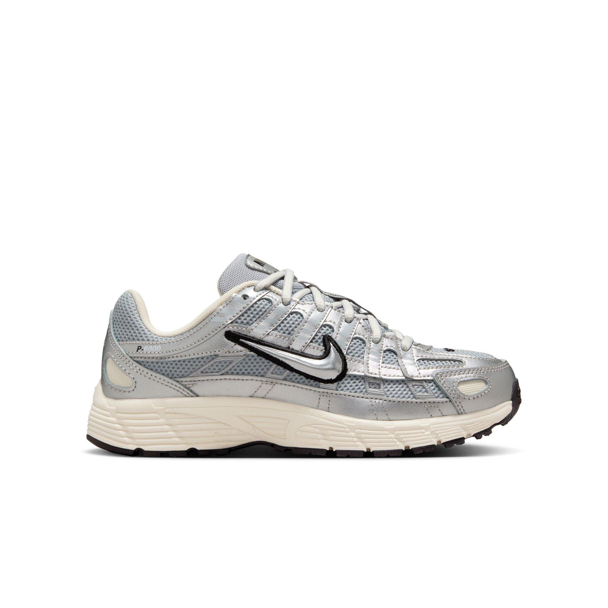 Nike P-6000 "Metallic Silver/Black" Grade School Boys' Shoe - WHITE/SILVER Thumbnail View 1