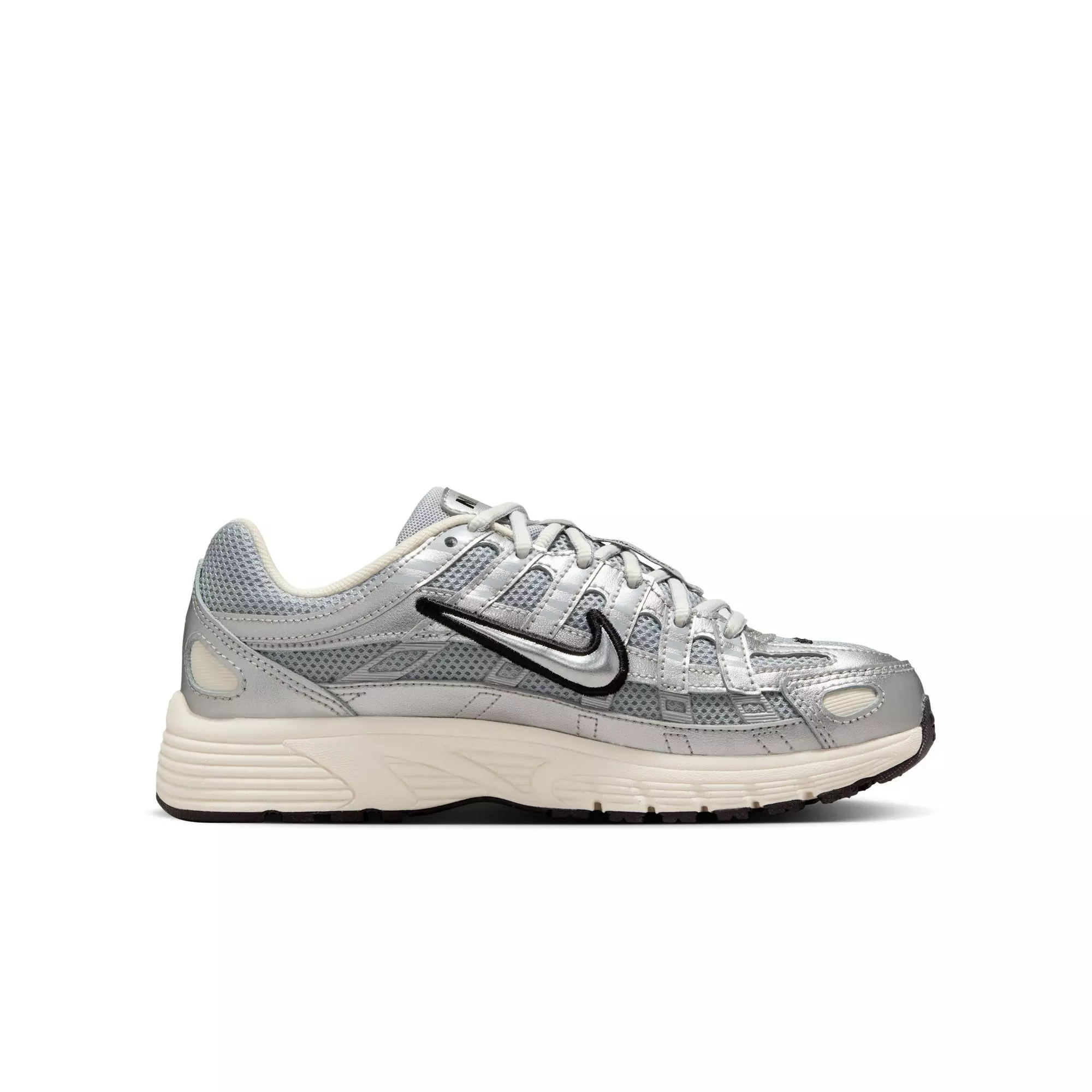 Nike P-6000 "Metallic Silver/Black" Grade School Boys' Shoe - WHITE/SILVER