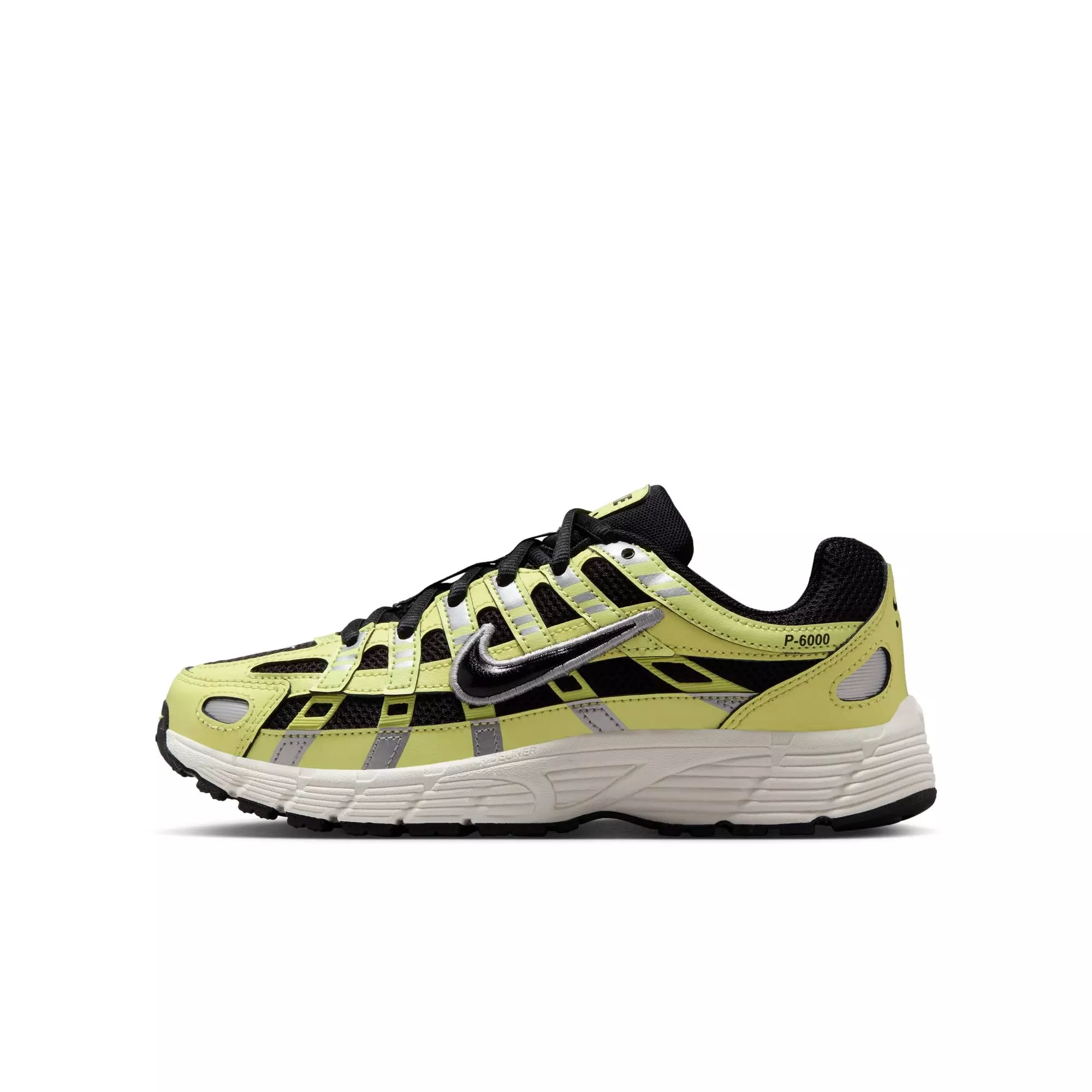 Nike P-6000 "Lt Lemon Twist/Black/Metallic Silver" Grade School Boys' Shoe - YELLOW/BLACK