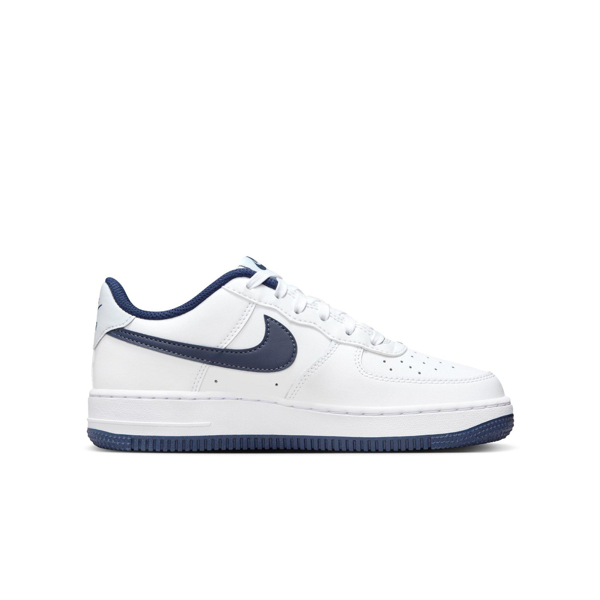 Nike Air Force 1 "White/Midnight Navy/Football Grey" Preschool Boys' Shoe - WHITE/NAVY Thumbnail View 2