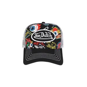 Von Dutch All Over Print Eyes Trucker Snapback Hat-Black