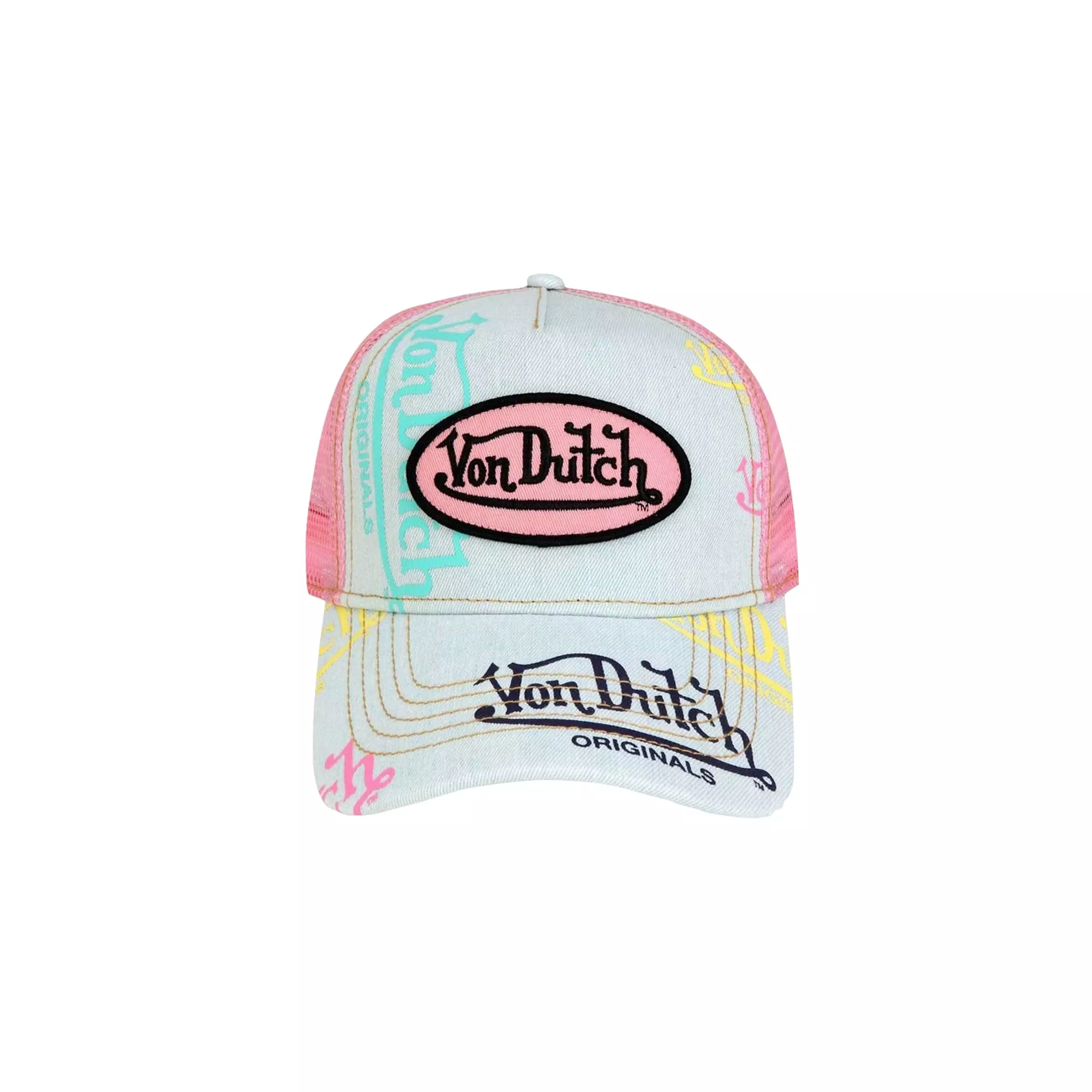 Von Dutch Gradient Trucker Snapback-White/Pink - WHITE/PINK