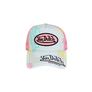 Von Dutch Gradient Trucker Snapback Hat-White/Pink