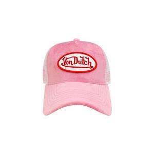 Von Dutch Velvet Trucker Snapback Hat-Pink