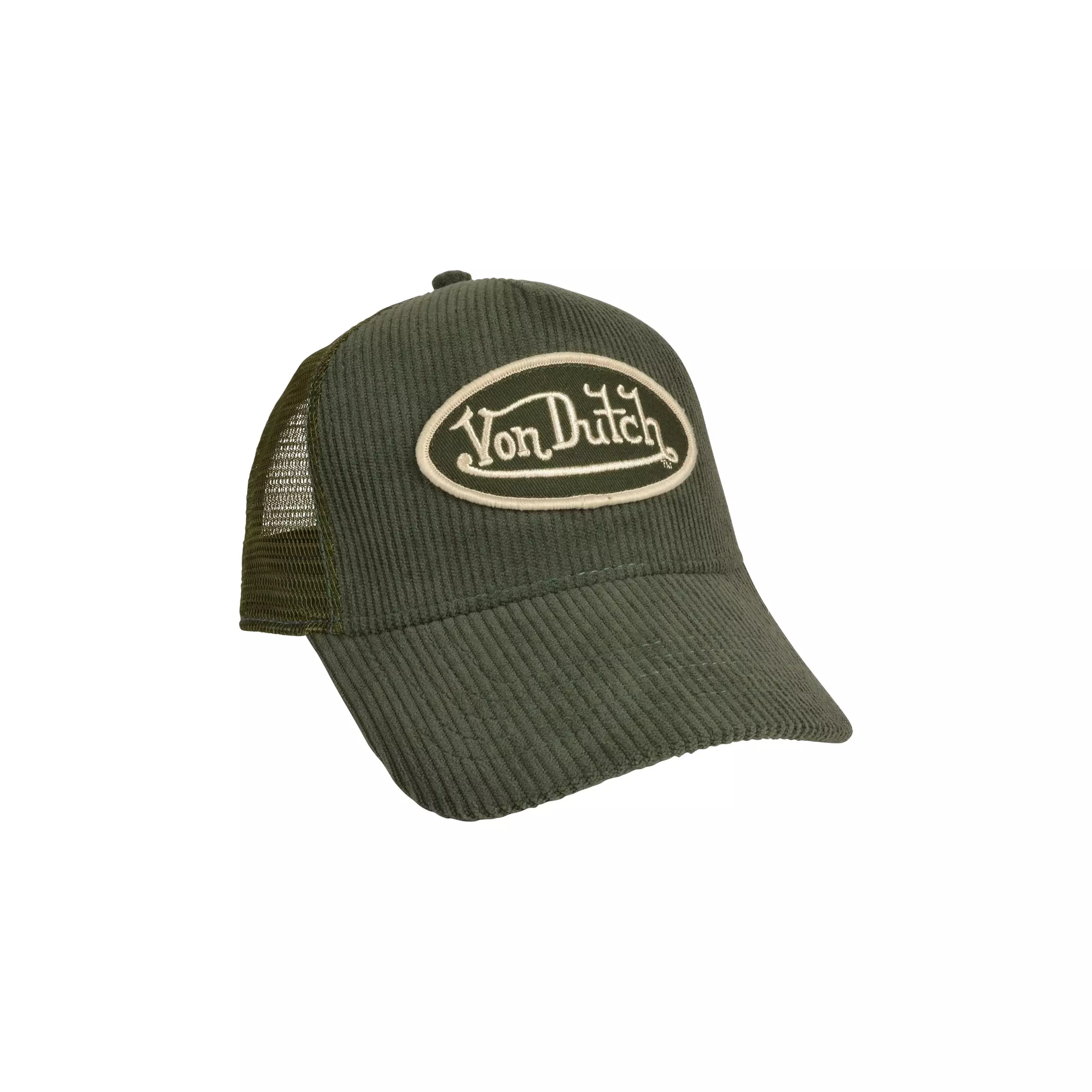 Von Dutch Corded Trucker Snapback Hat-Olive - OLIVE