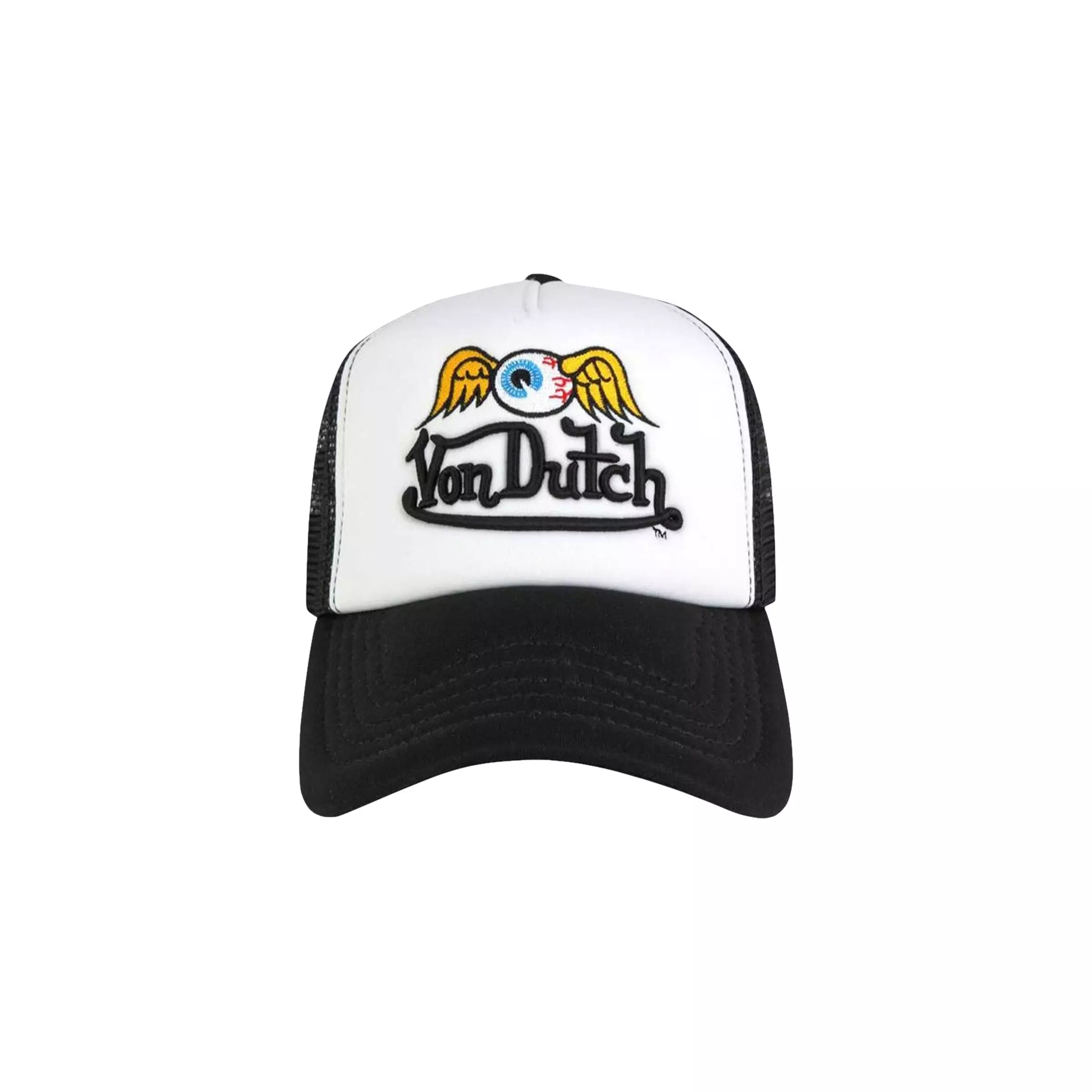 Von Dutch Flying Eye Trucker Snapback-White/Black - WHITE/BLACK
