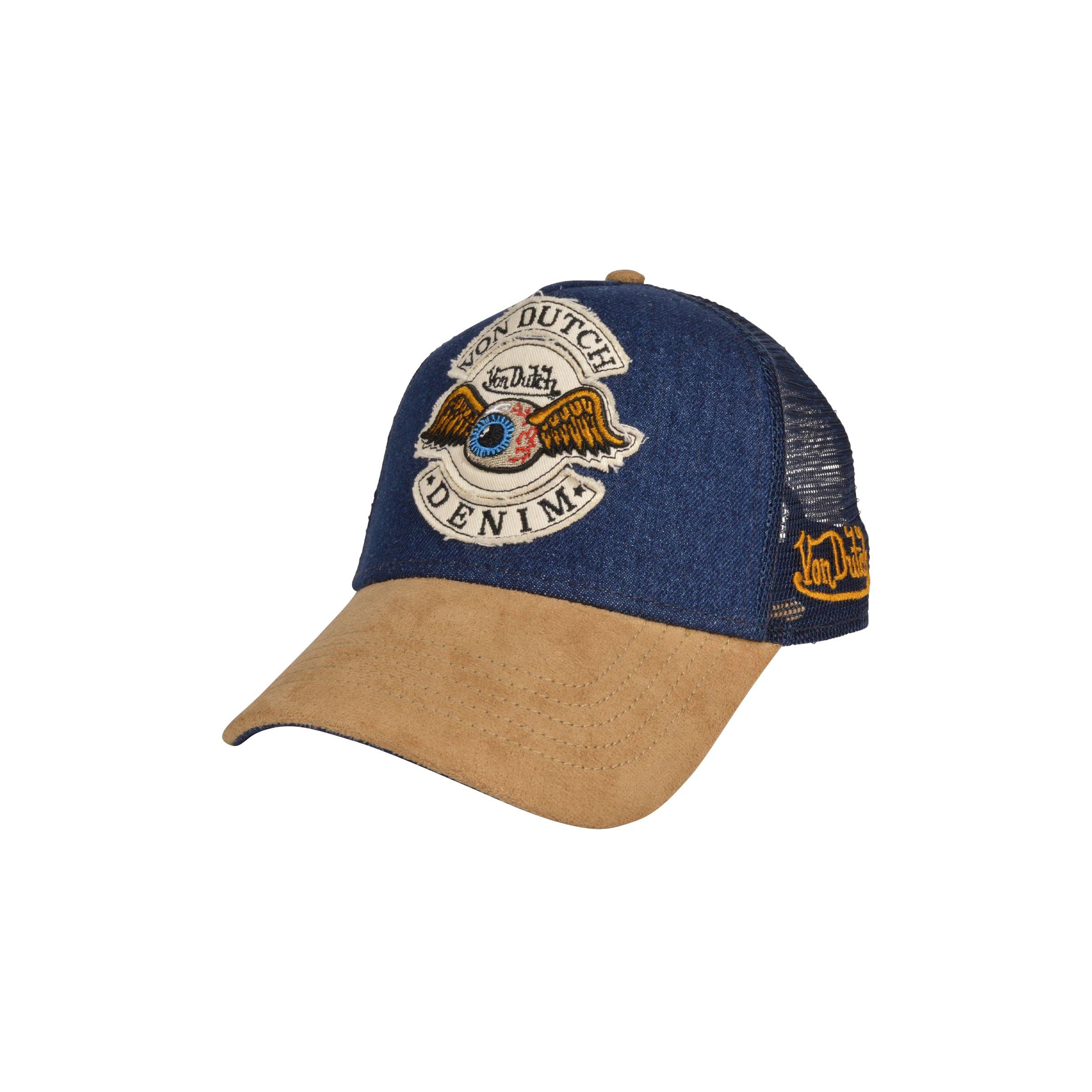 Von Dutch Highway Trucker Snapback Hat-Blue/Tan - BLUE Thumbnail View 1