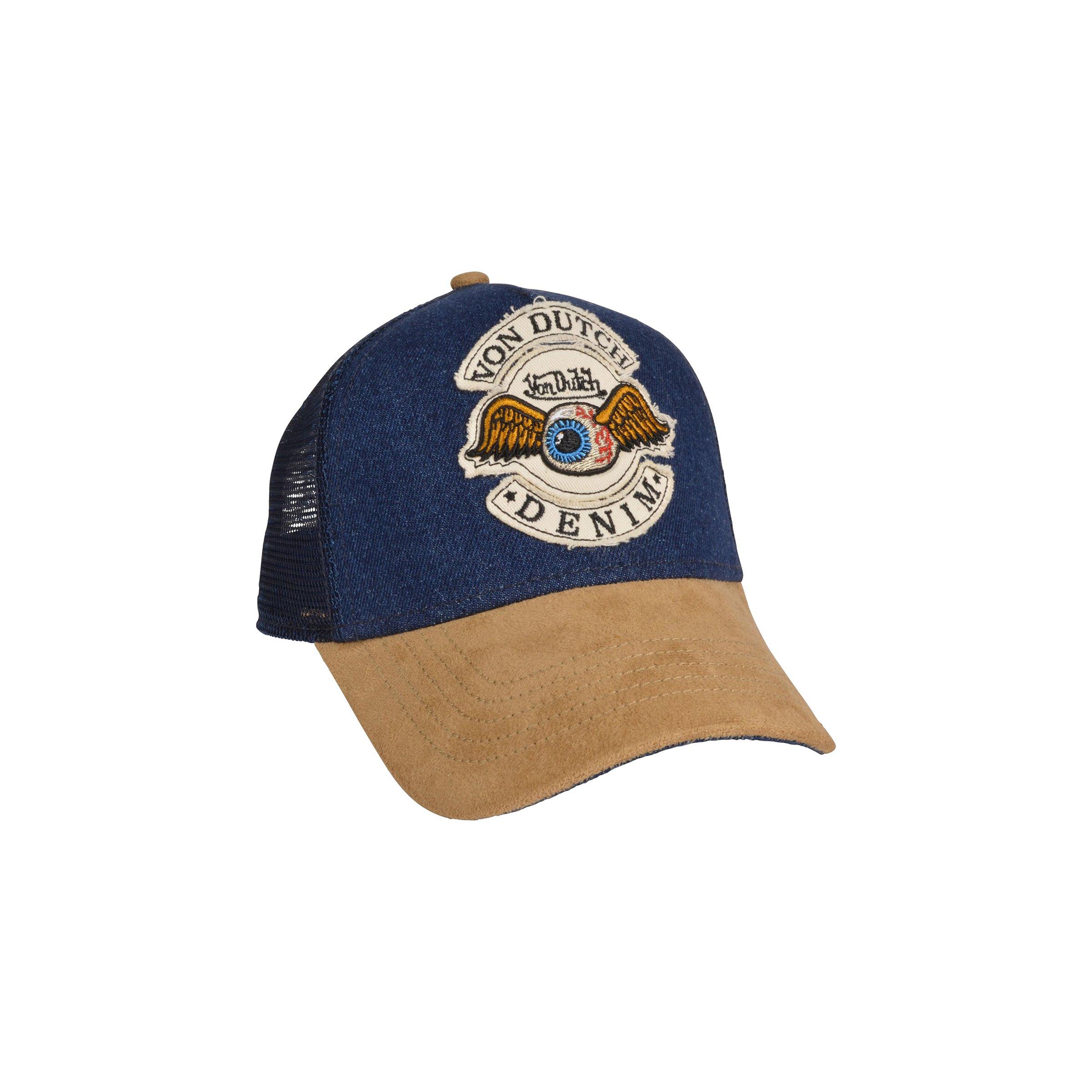 Von Dutch Highway Trucker Snapback Hat-Blue/Tan - BLUE Thumbnail View 2