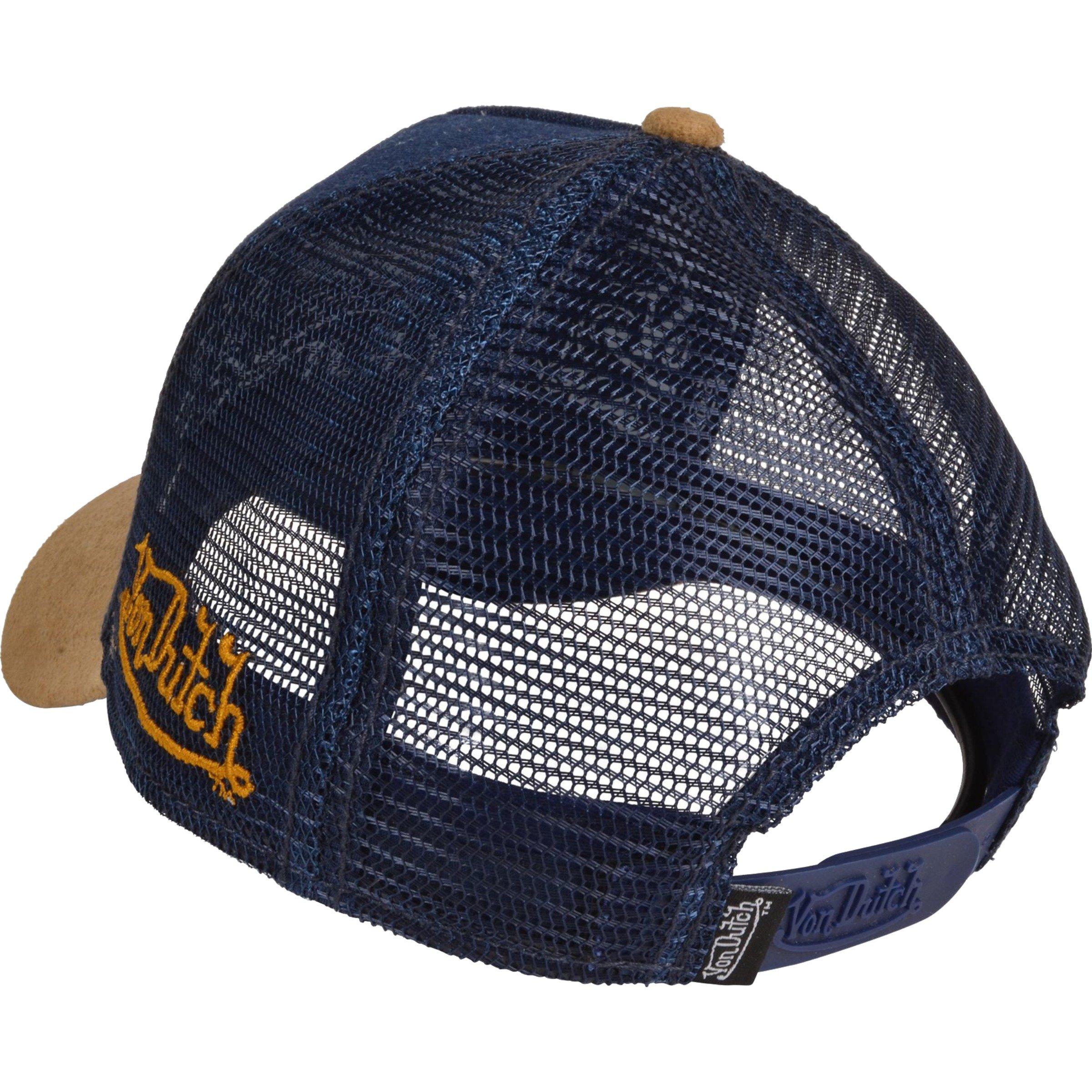 Von Dutch Highway Trucker Snapback Hat-Blue/Tan - BLUE Thumbnail View 3