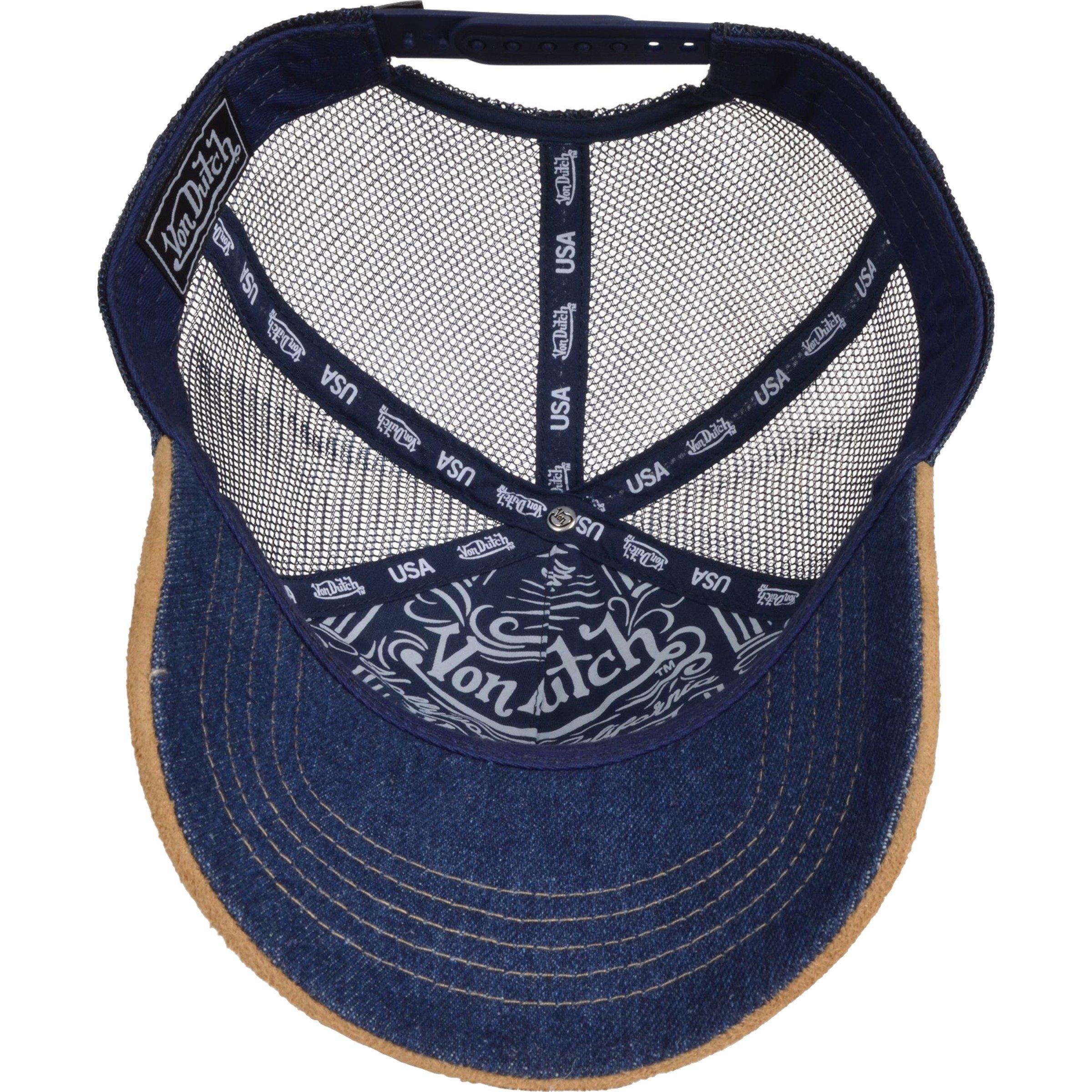 Von Dutch Highway Trucker Snapback Hat-Blue/Tan - BLUE Thumbnail View 4