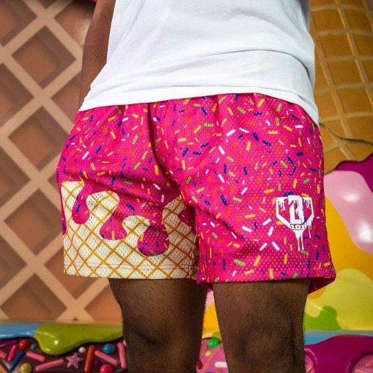 Baseball Lifestyle 101 Big Boys' Ice Cream Shorts - Strawberry - PINK Thumbnail View 2