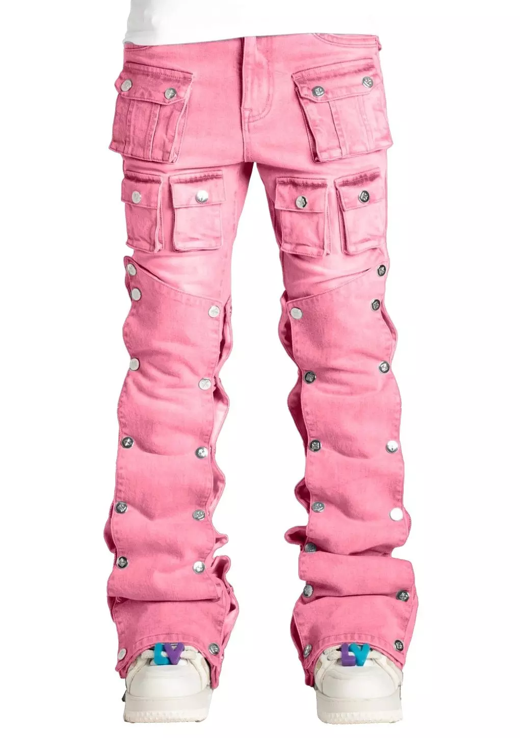 Guapi Men's French Rose Stack Denim Jeans - PINK