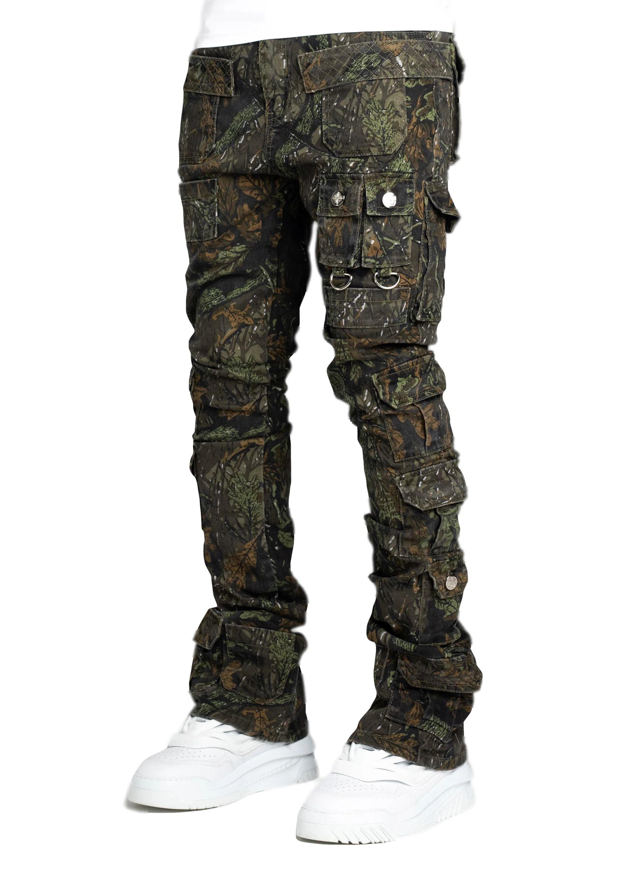 Guapi Men's Starry Tactical Stacked Denim Jeans - Camo - CAMOUFLAGE Thumbnail View 1