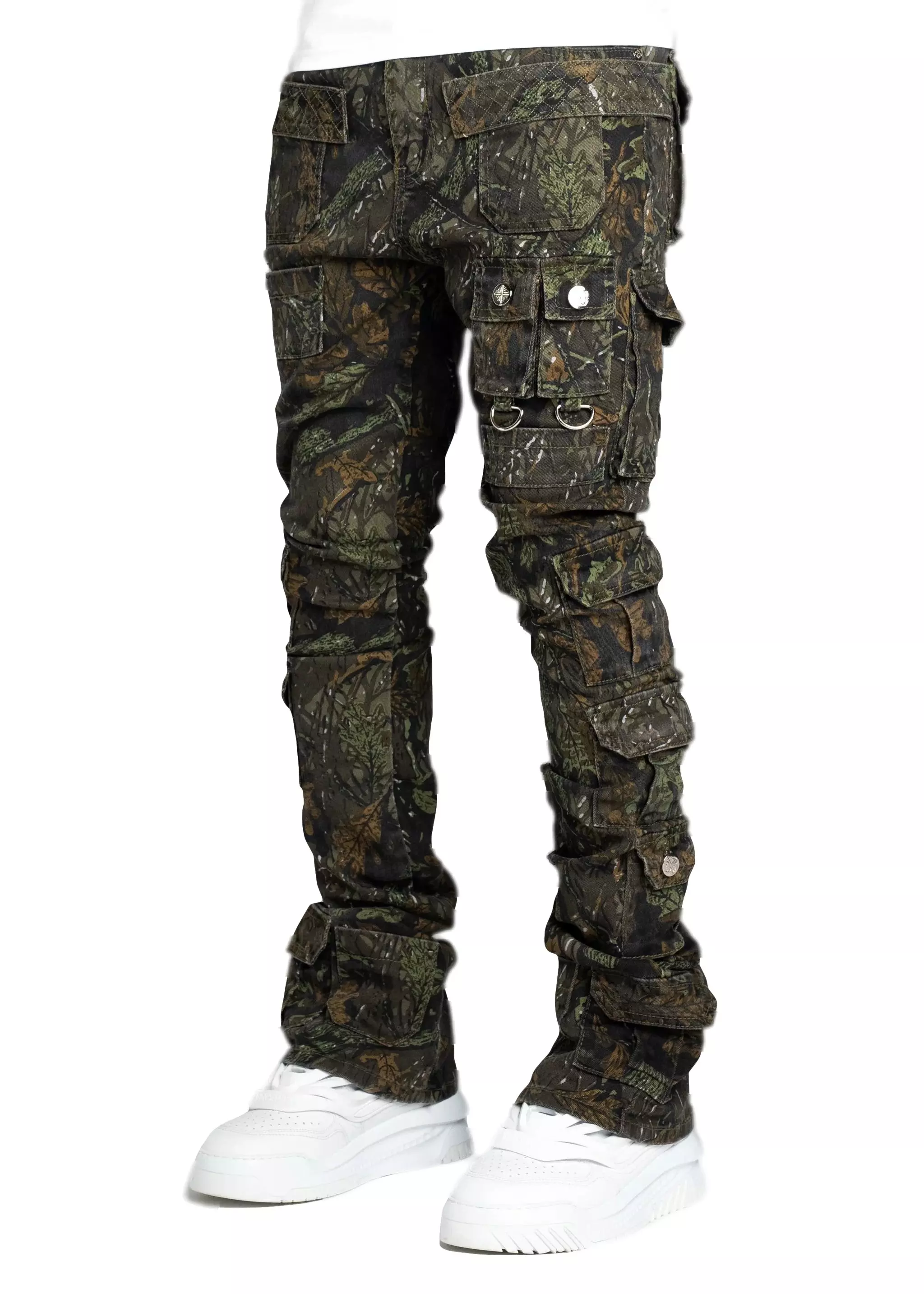 Guapi Men's Starry Tactical Stacked Denim Jeans - Camo - CAMOUFLAGE
