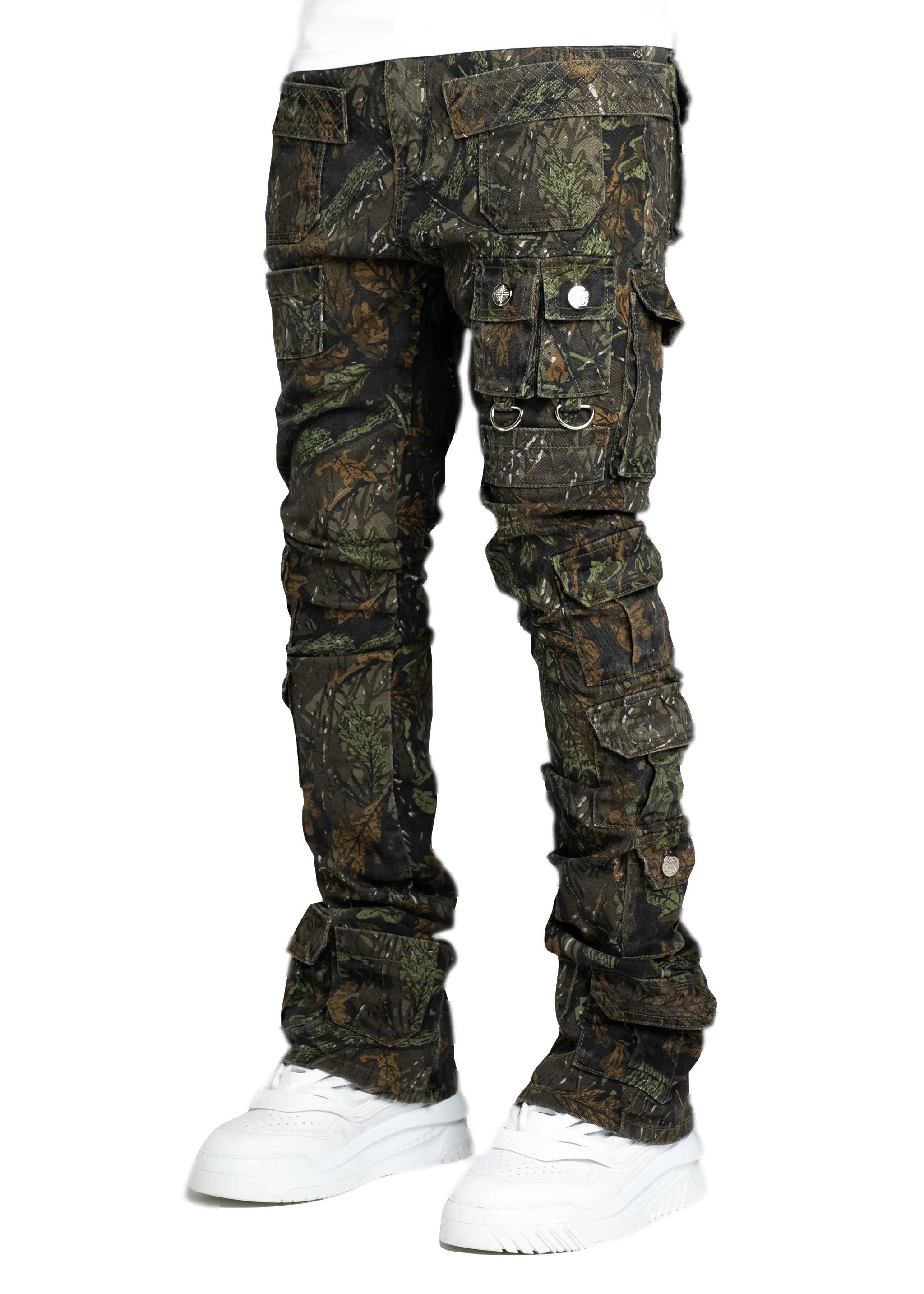 Guapi Men's Starry Tactical Stacked Denim Jeans​ - Camo - CAMOUFLAGE