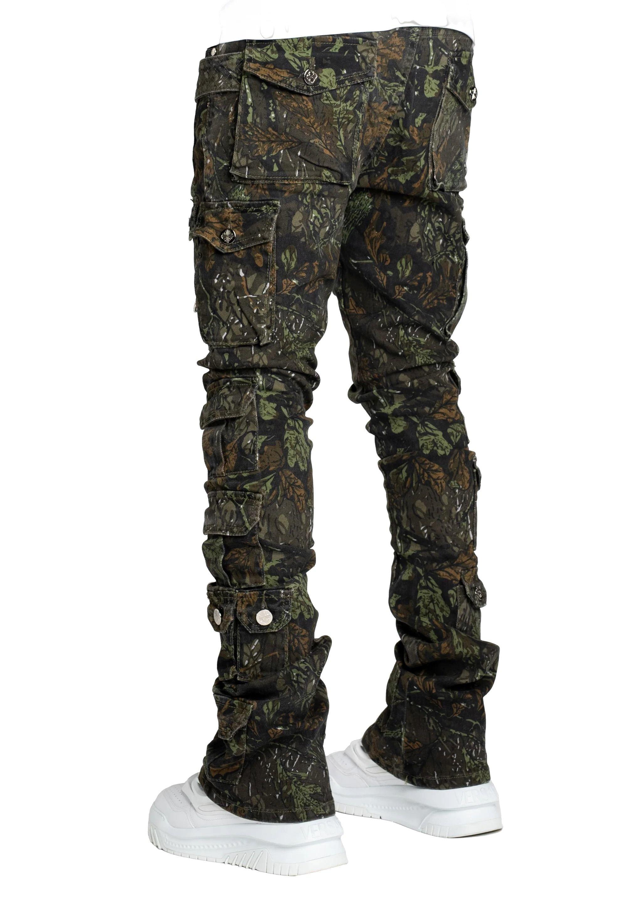 Guapi Camo Tactical Stacked Jeans フレア Guapi Men's Starry Tactical Stacked Denim Jeans - Camo