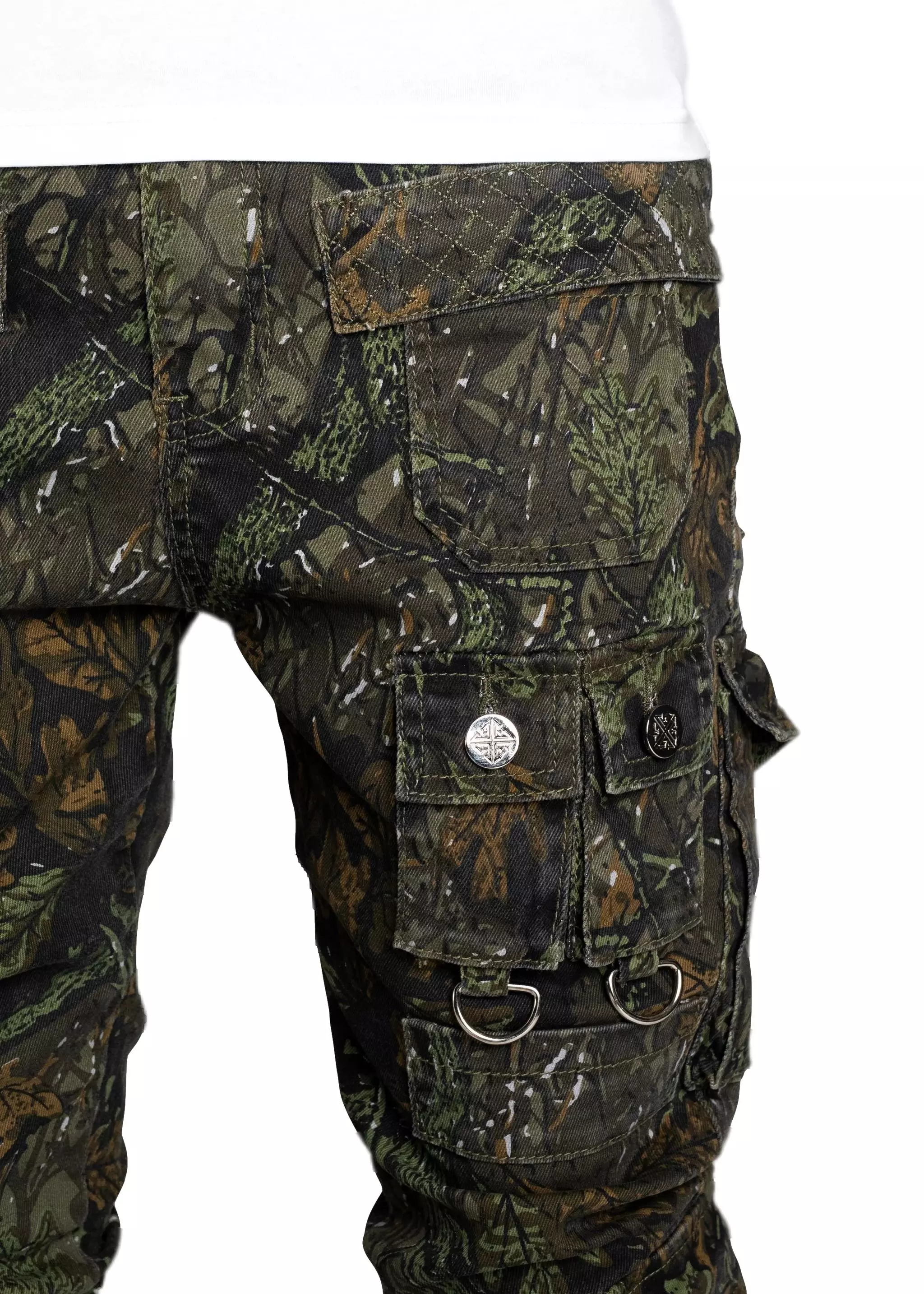 Guapi Men's Starry Tactical Stacked Denim Jeans - Camo - CAMOUFLAGE