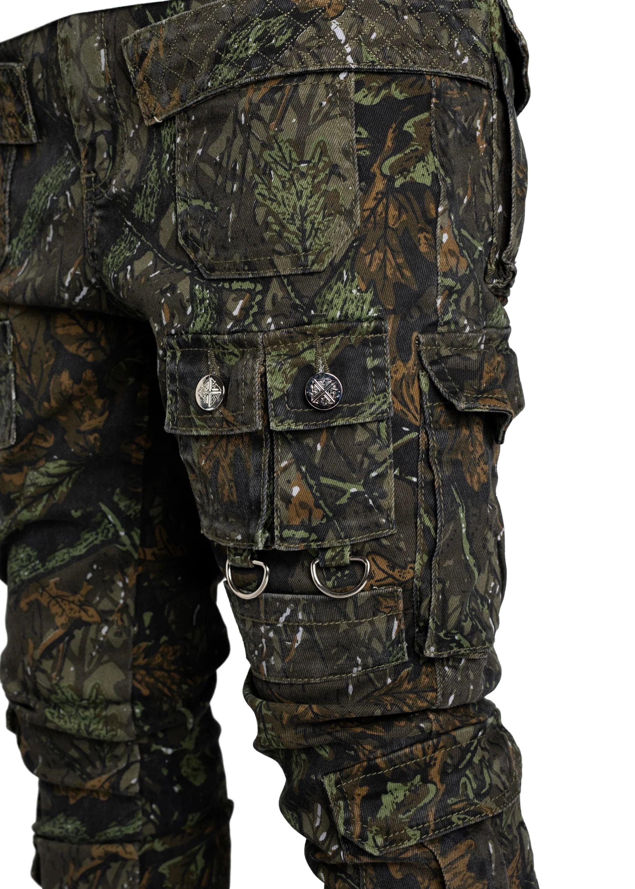 Guapi Men's Starry Tactical Stacked Denim Jeans - Camo - CAMOUFLAGE Thumbnail View 7