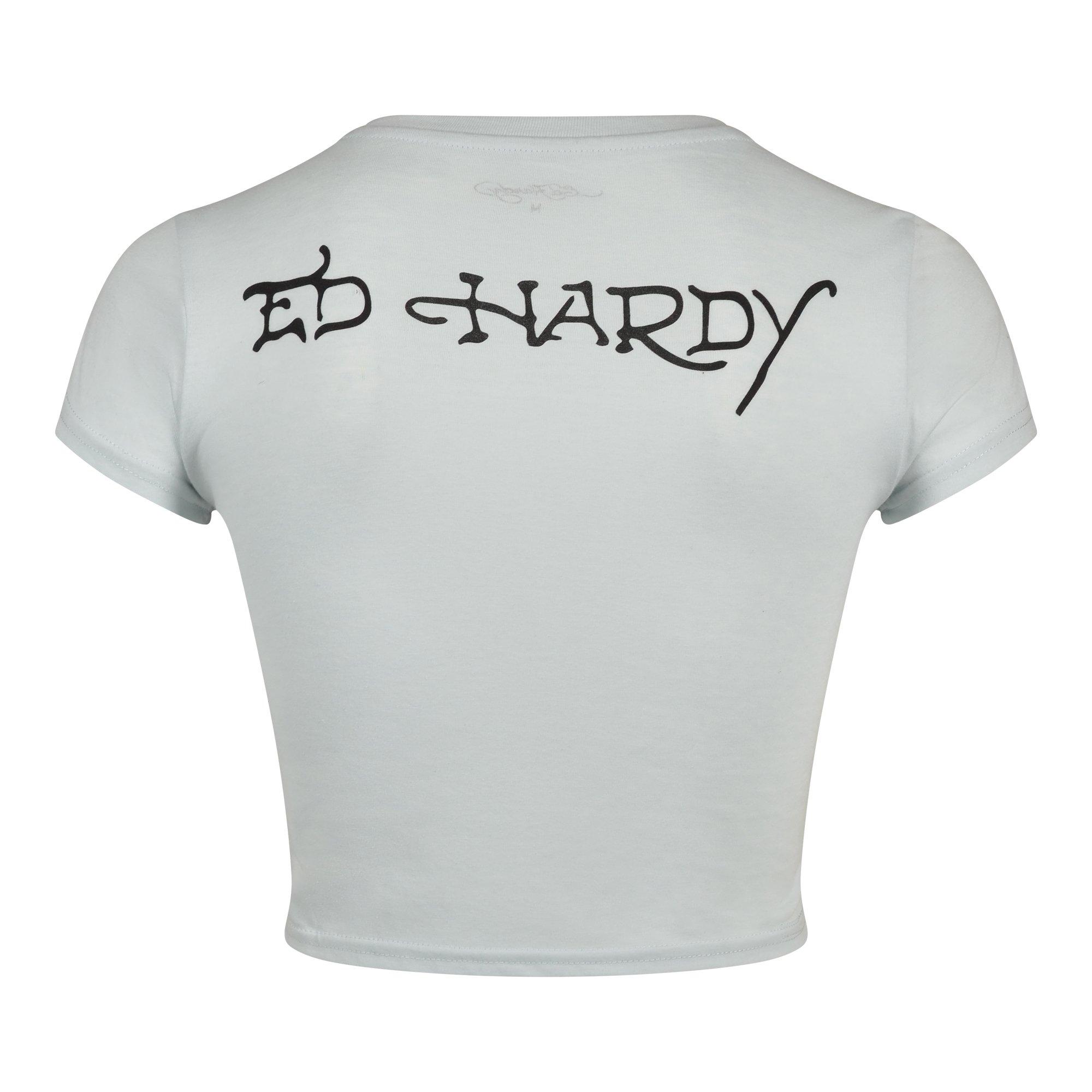 Ed Hardy Women's Shy Rhinestone Baby Tee - BLUE Thumbnail View 2