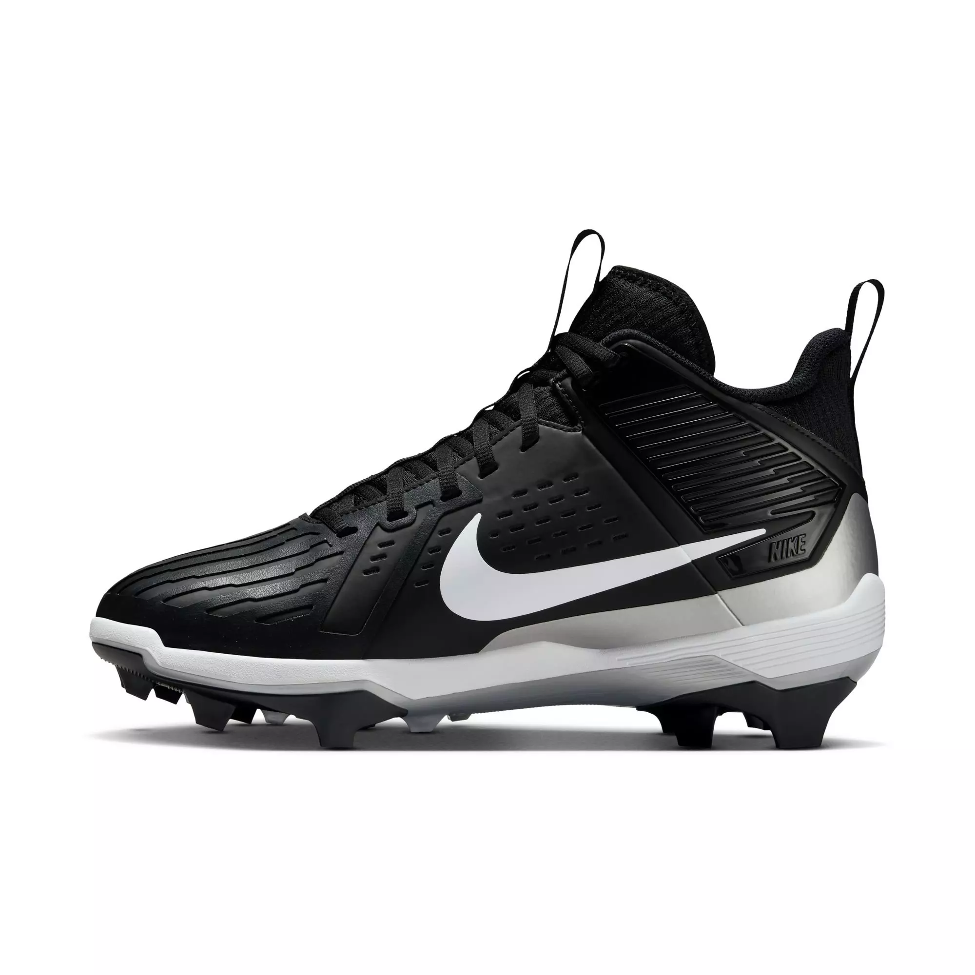 Nike Alpha Menace Strong "Black/White/Metallic Silver" Men's Football Cleat - BLACK/WHITE