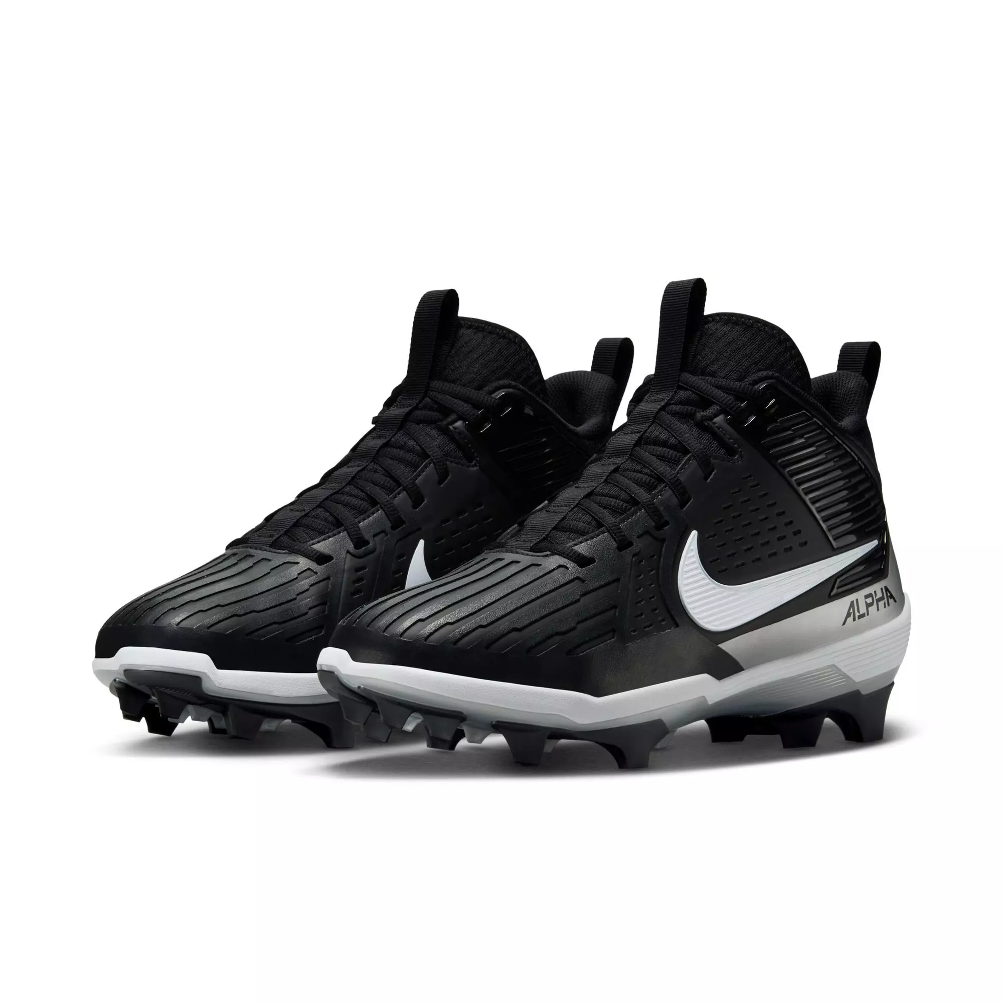 Nike Alpha Menace Strong "Black/White/Metallic Silver" Men's Football Cleat - BLACK/WHITE