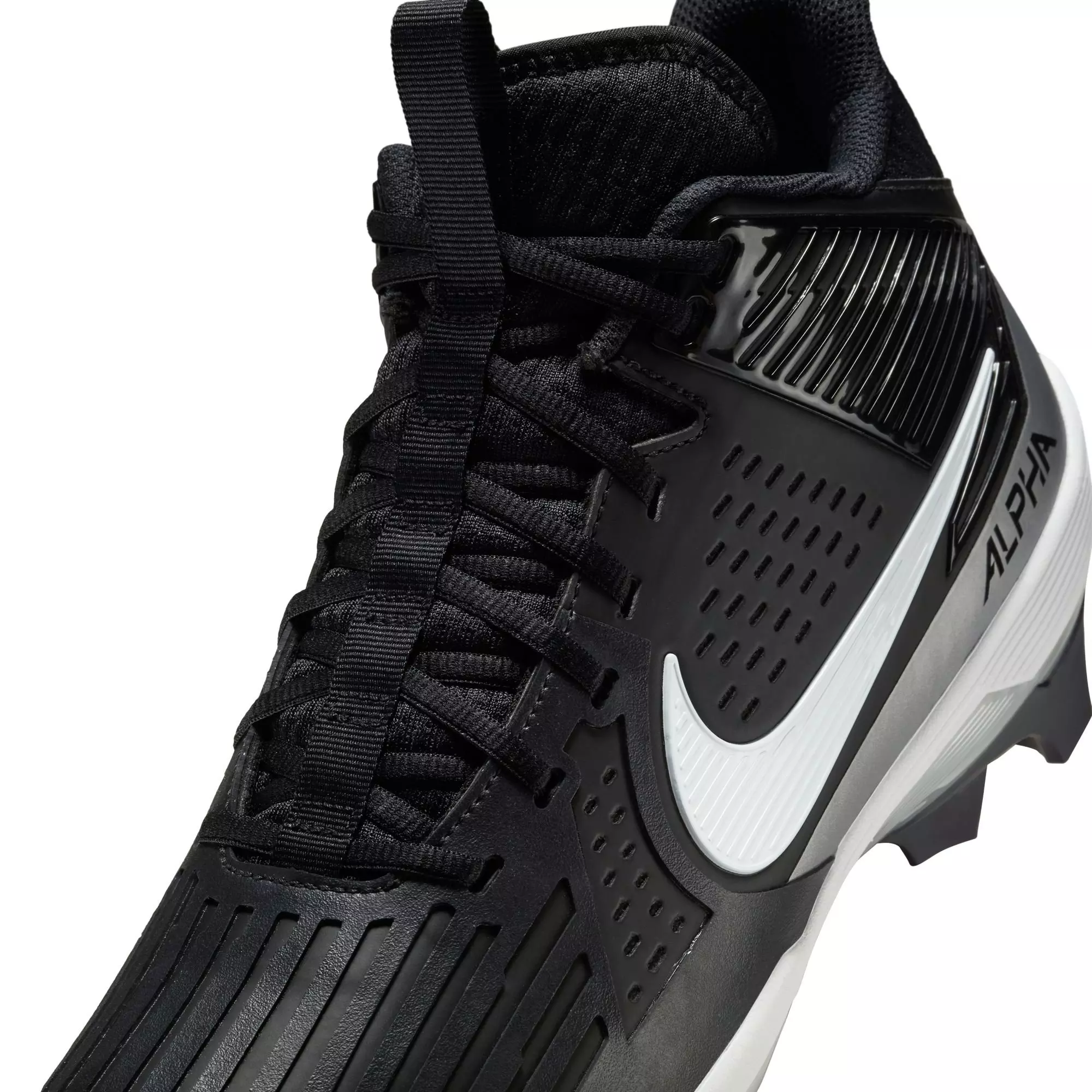 Nike Alpha Menace Strong "Black/White/Metallic Silver" Men's Football Cleat - BLACK/WHITE