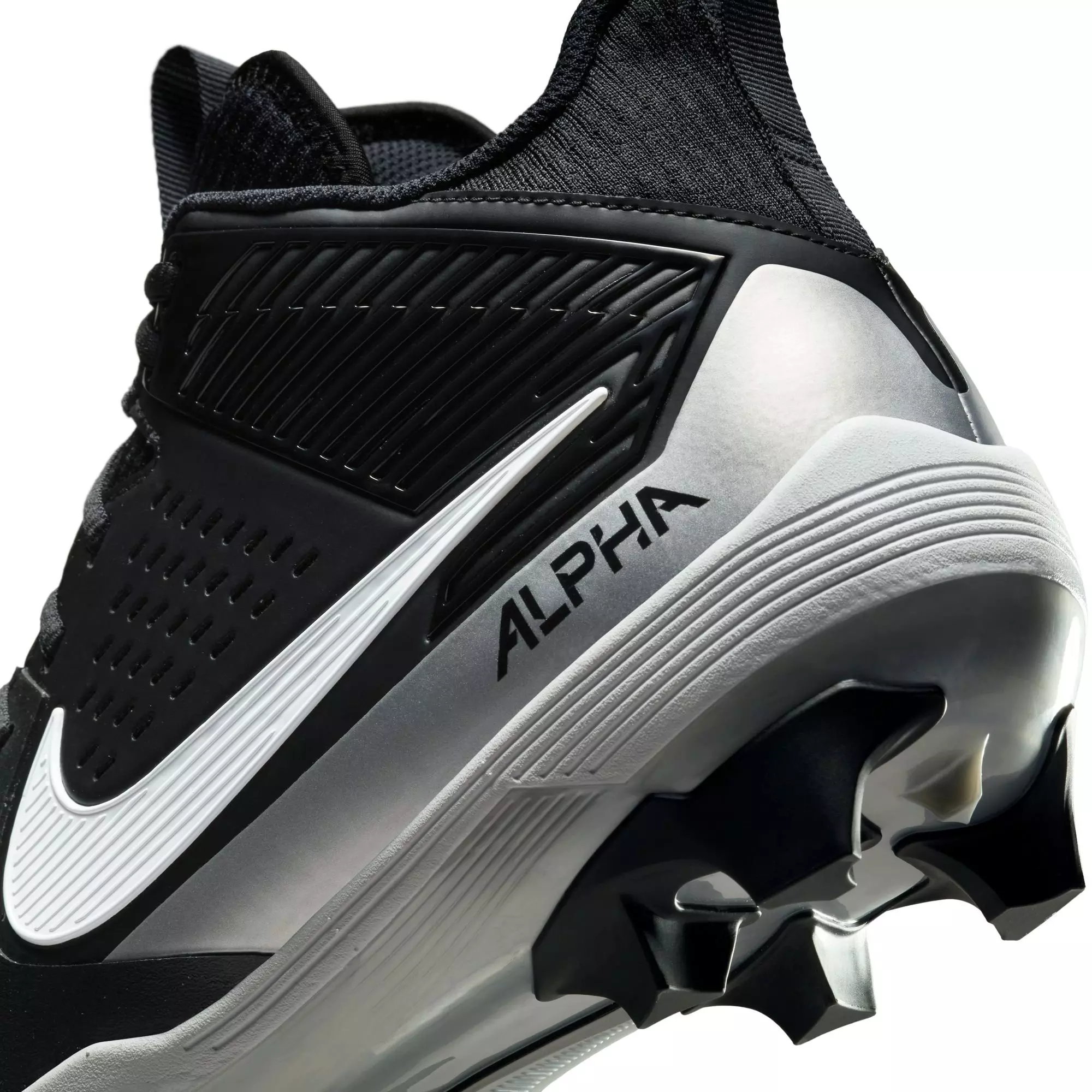 Nike Alpha Menace Strong "Black/White/Metallic Silver" Men's Football Cleat - BLACK/WHITE