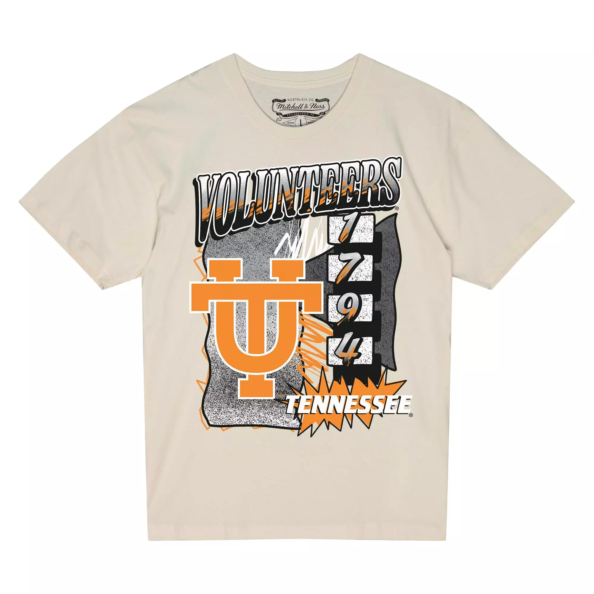 Mitchell Ness Tennessee Volunteer Overspray Tee - Cream - CREAM