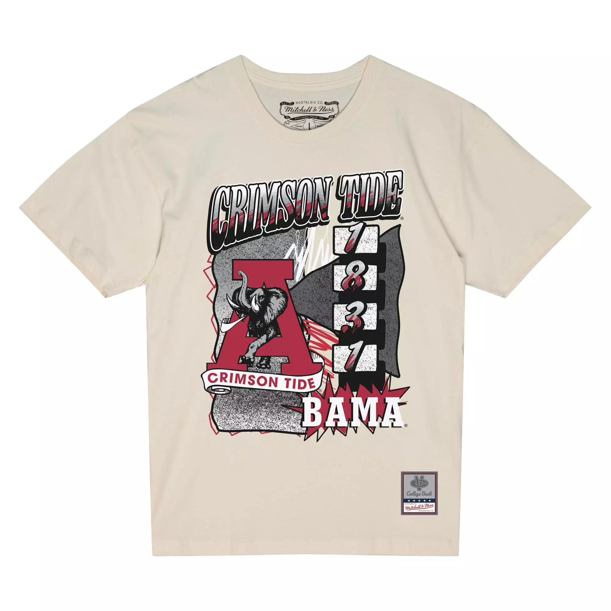 Mitchell & Ness Alabama Crimson Tide Overspray Tee-Cream - CREAM