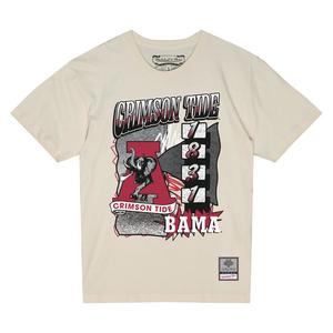Mitchell & Ness Alabama Crimson Tide Overspray Tee-Cream