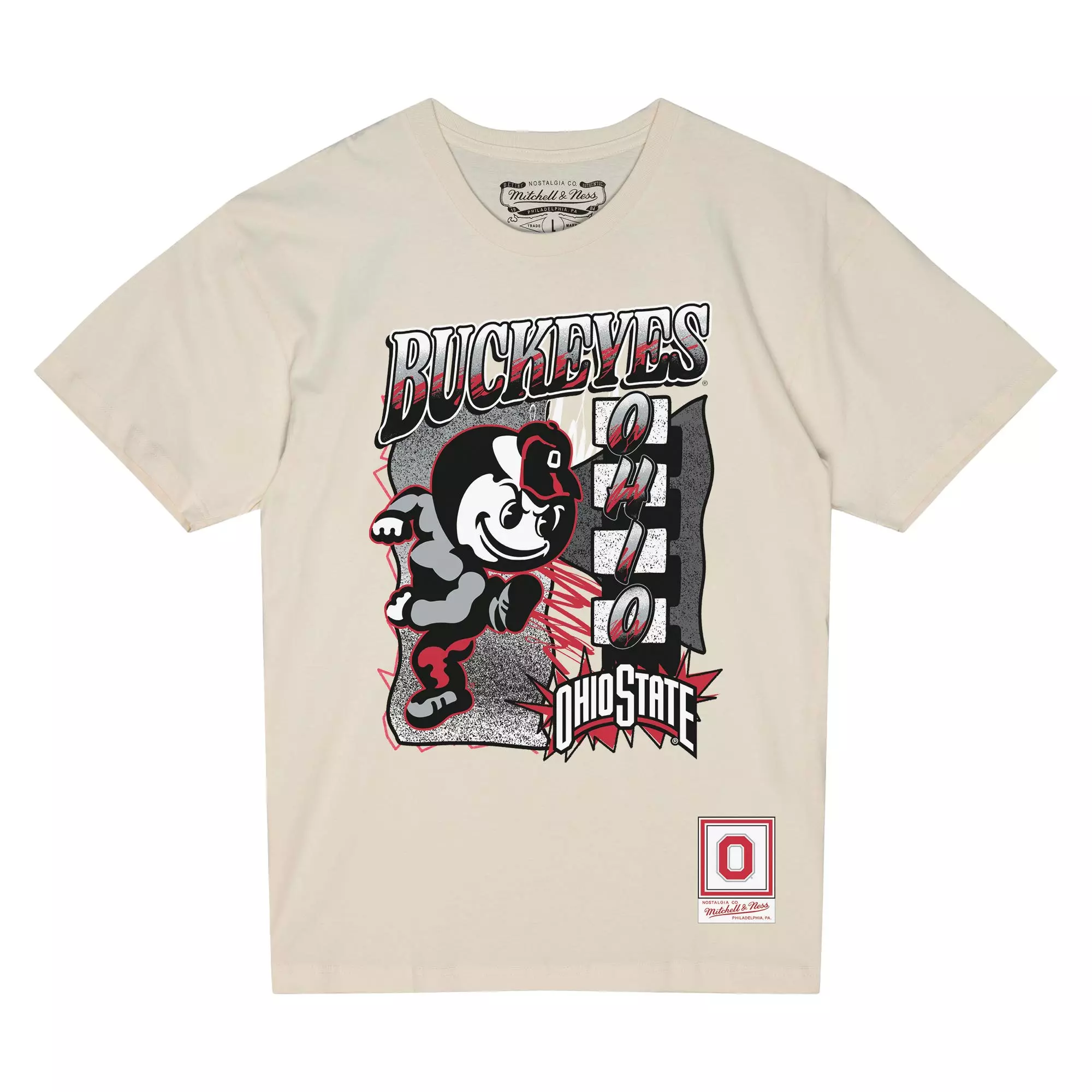 Mitchell & Ness Ohio State Buckeyes Overspray Tee-Cream - CREAM