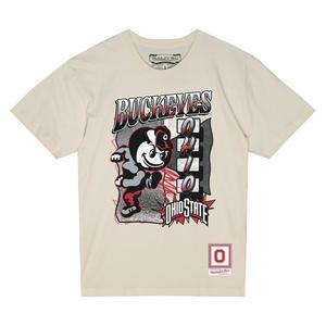 Mitchell & Ness Ohio State Buckeyes Overspray Tee-Cream