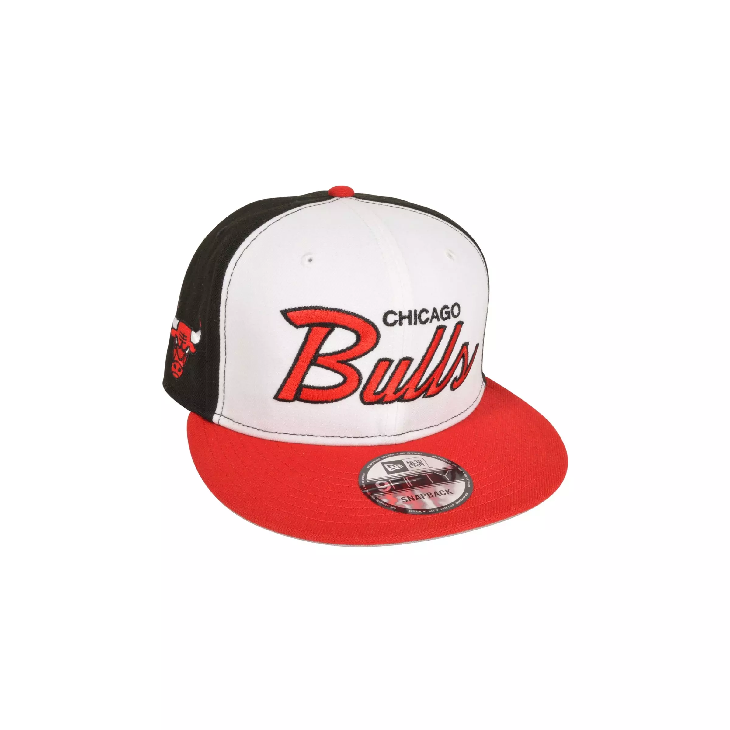 New Era Chicago Bulls 9FIFTY Script Snapback Hat - Black/Red - BLACK/RED