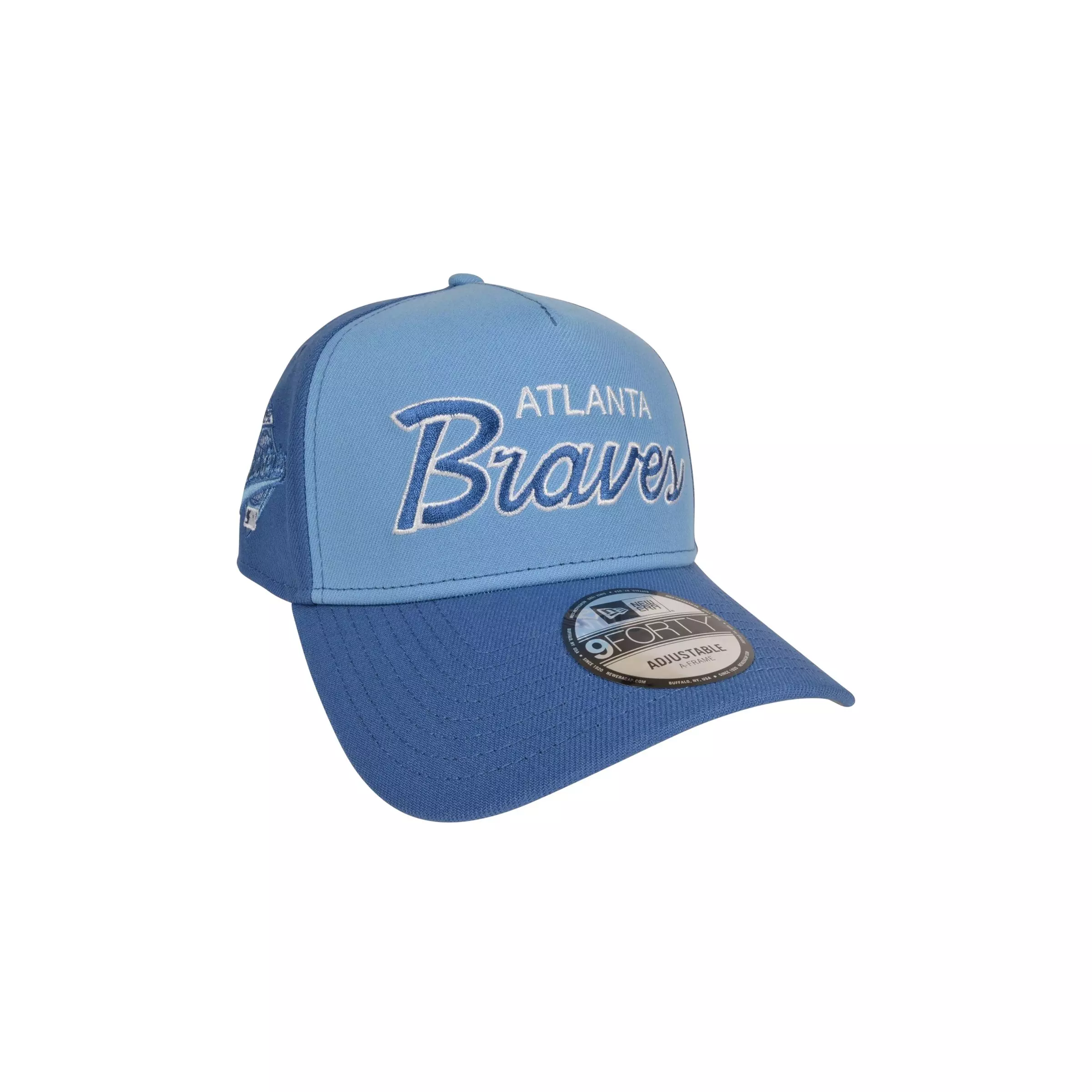 New Era Atlanta Braves 9FORTY Script Snapback Hat - Blue/Light Blue - BLUE/LT BLUE