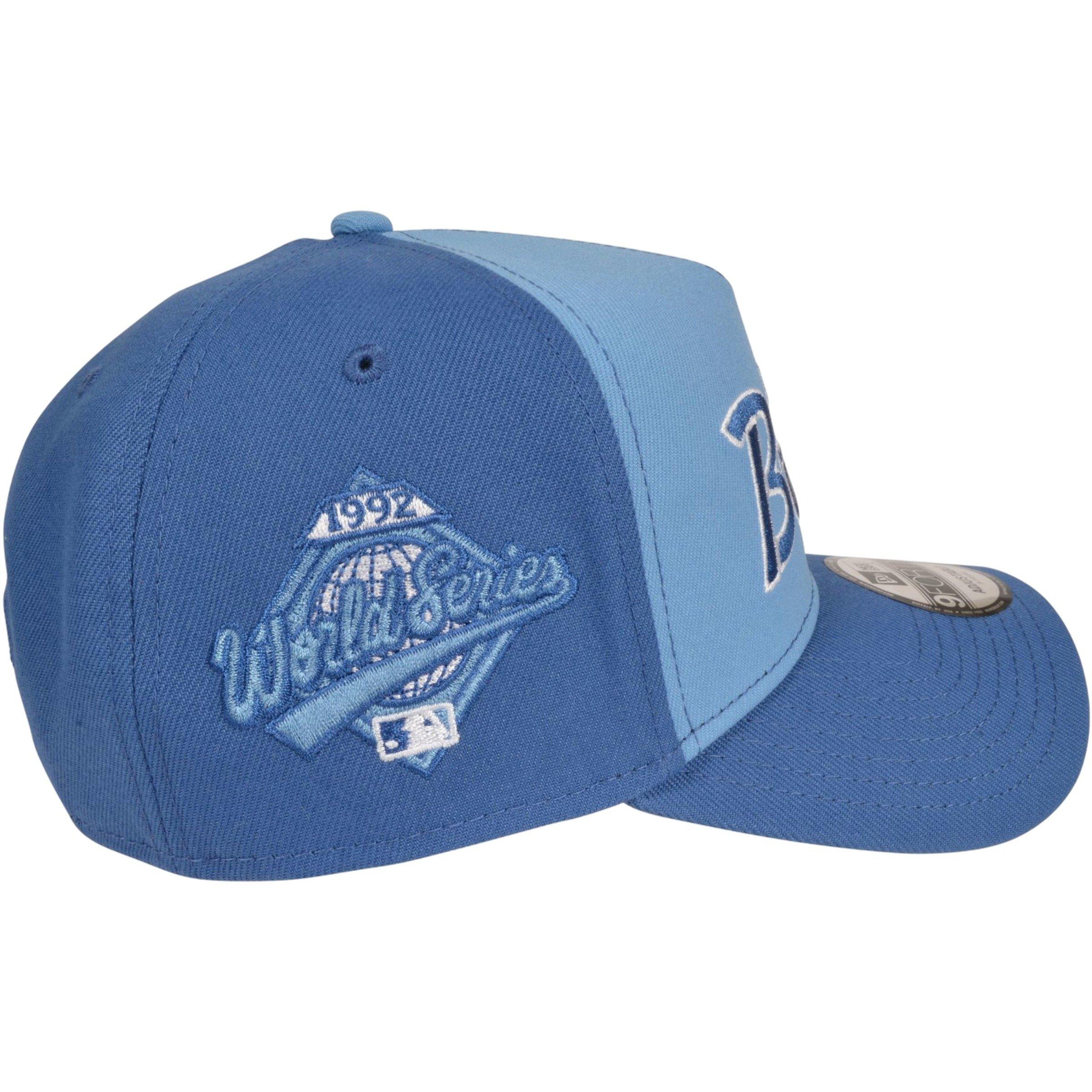 New Era Atlanta Braves 9FORTY Script Snapback Hat-Blue/Light Blue