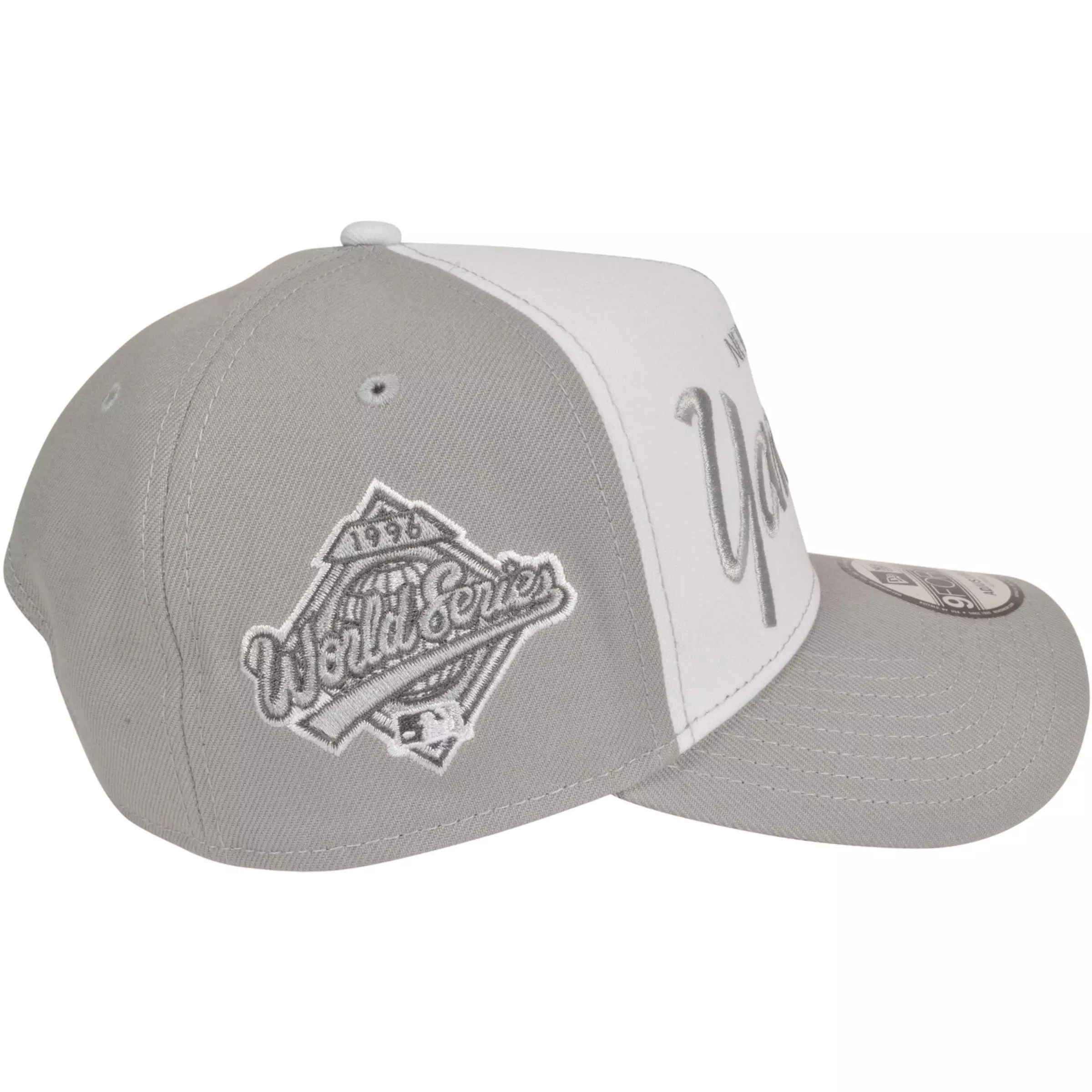 New Era New York Yankees 9FORTY Script Snapback Hat-White/Grey - WHITE/GREY