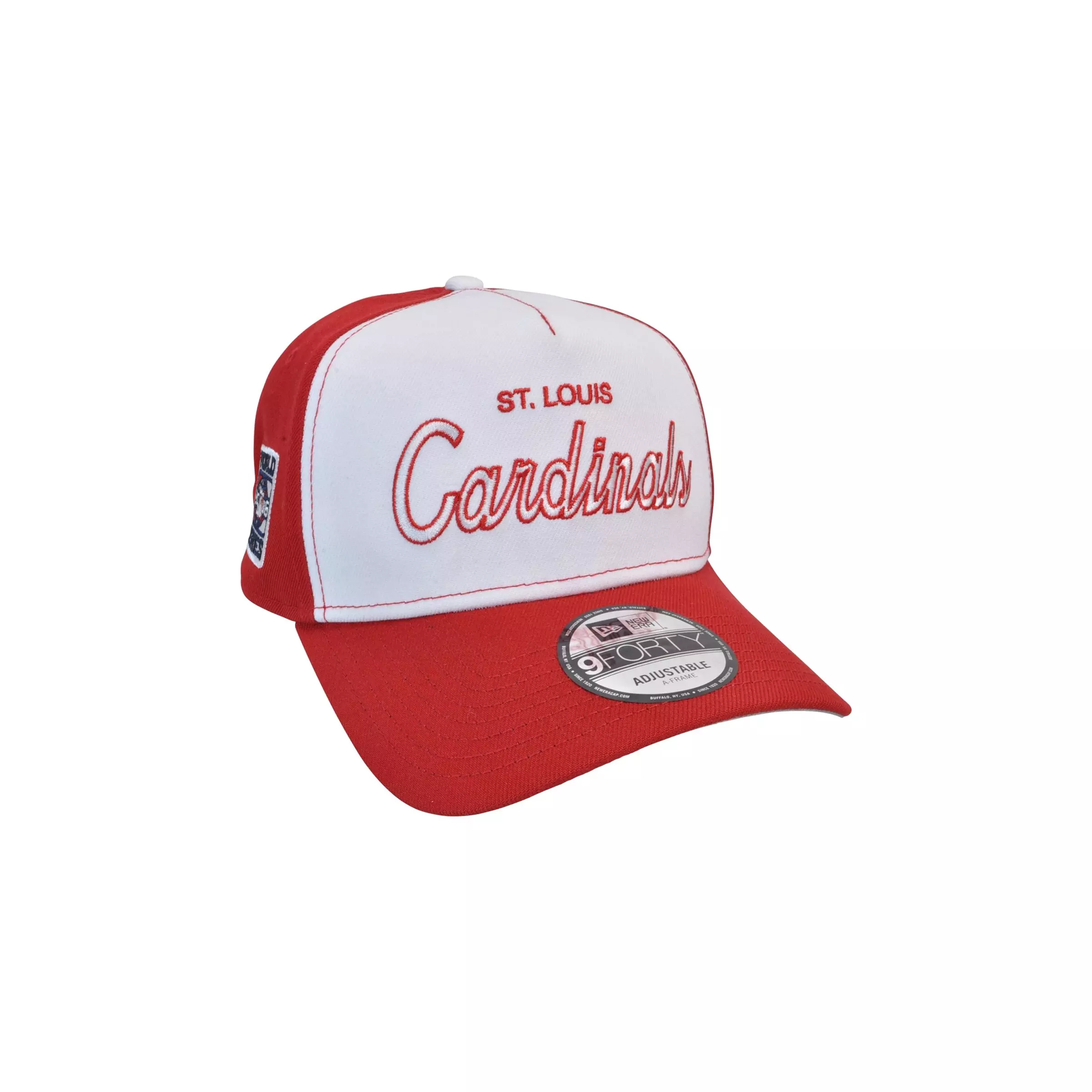 New Era St. Louis Cardinals 9FORTY Script Snapback Hat-White/Red - WHITE/RED