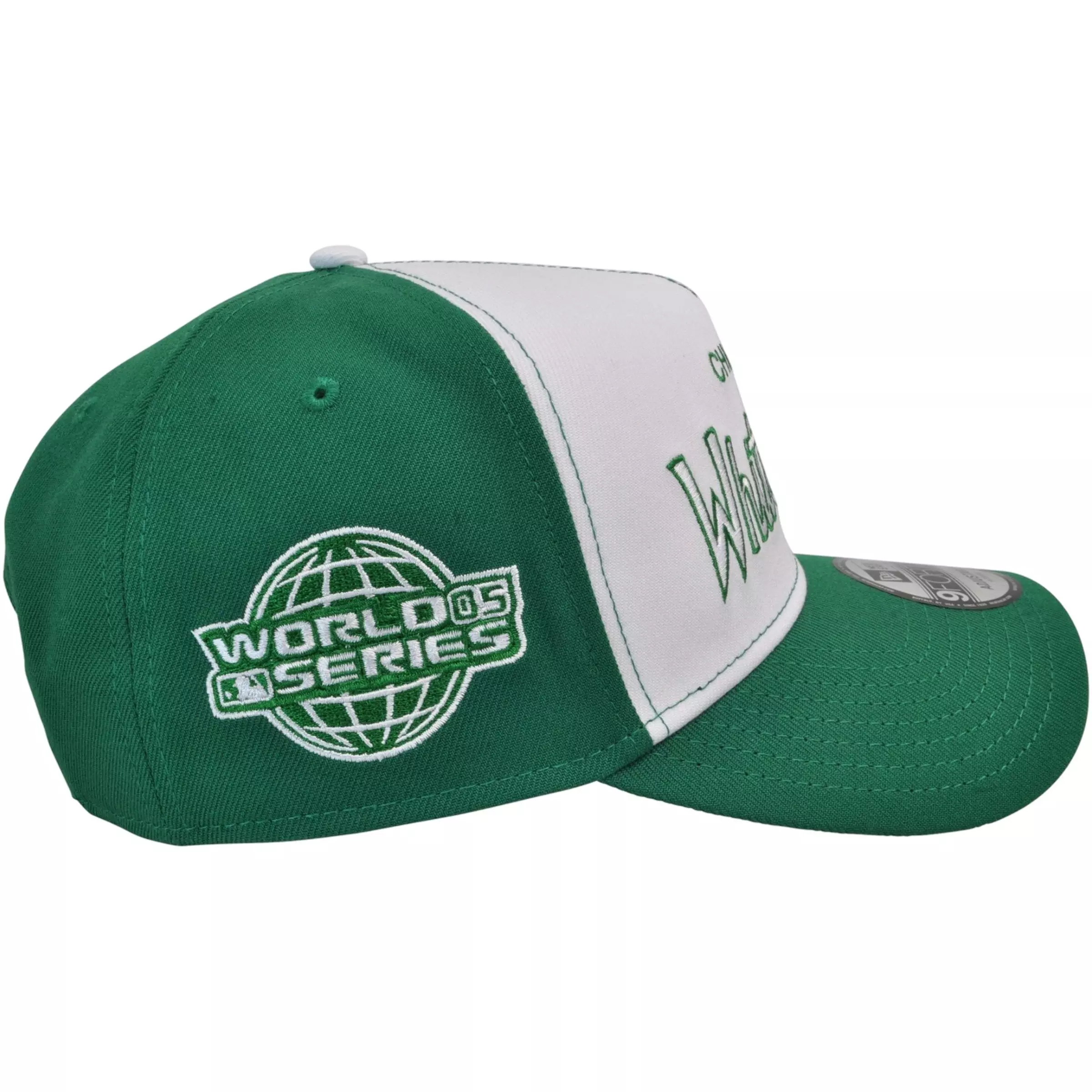 New Era Chicago White Sox 9FORTY Script Snapback Hat-White/Green - WHITE/GREEN