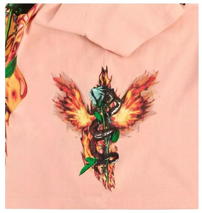Reason Women's Flame & Roses Tee - Peach - PEACH