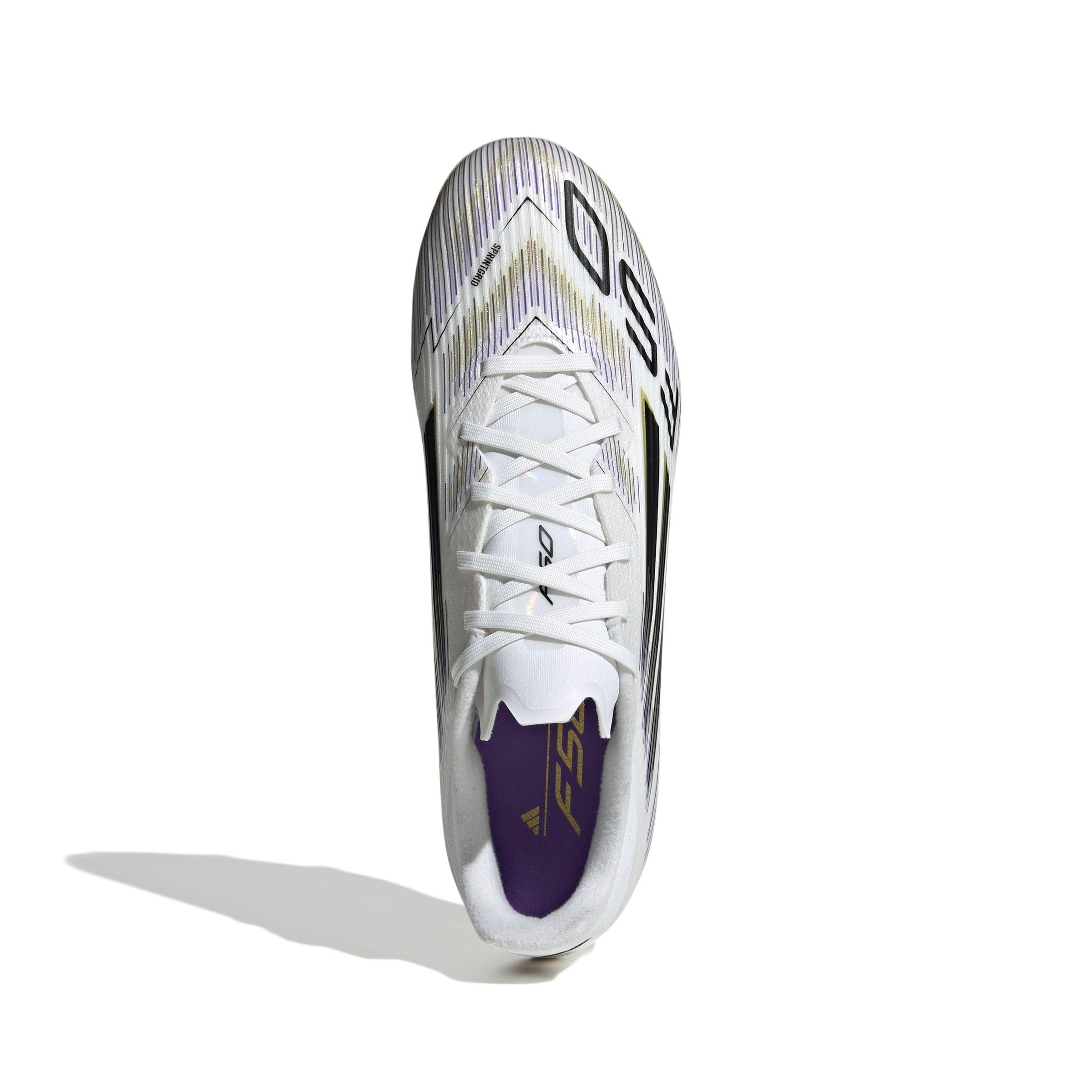 adidas F50 LEAGUE Firm Ground "White/Black/Gold" Soccer Cleat - WHITE/BLACK/GOLD Thumbnail View 7