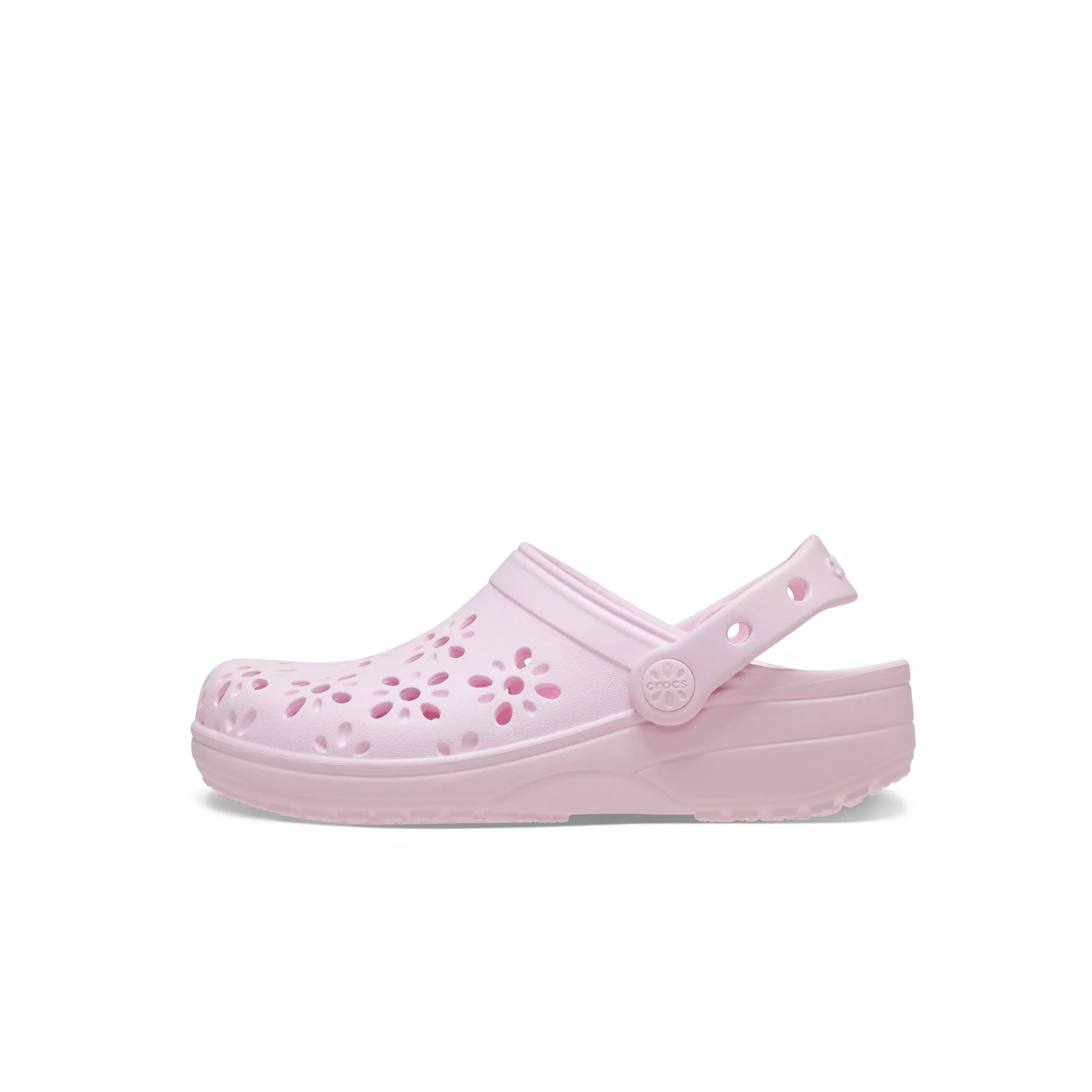 Crocs Classic Floral Cut-Out "Pink Milk" Grade School Girls' Clog - PINK