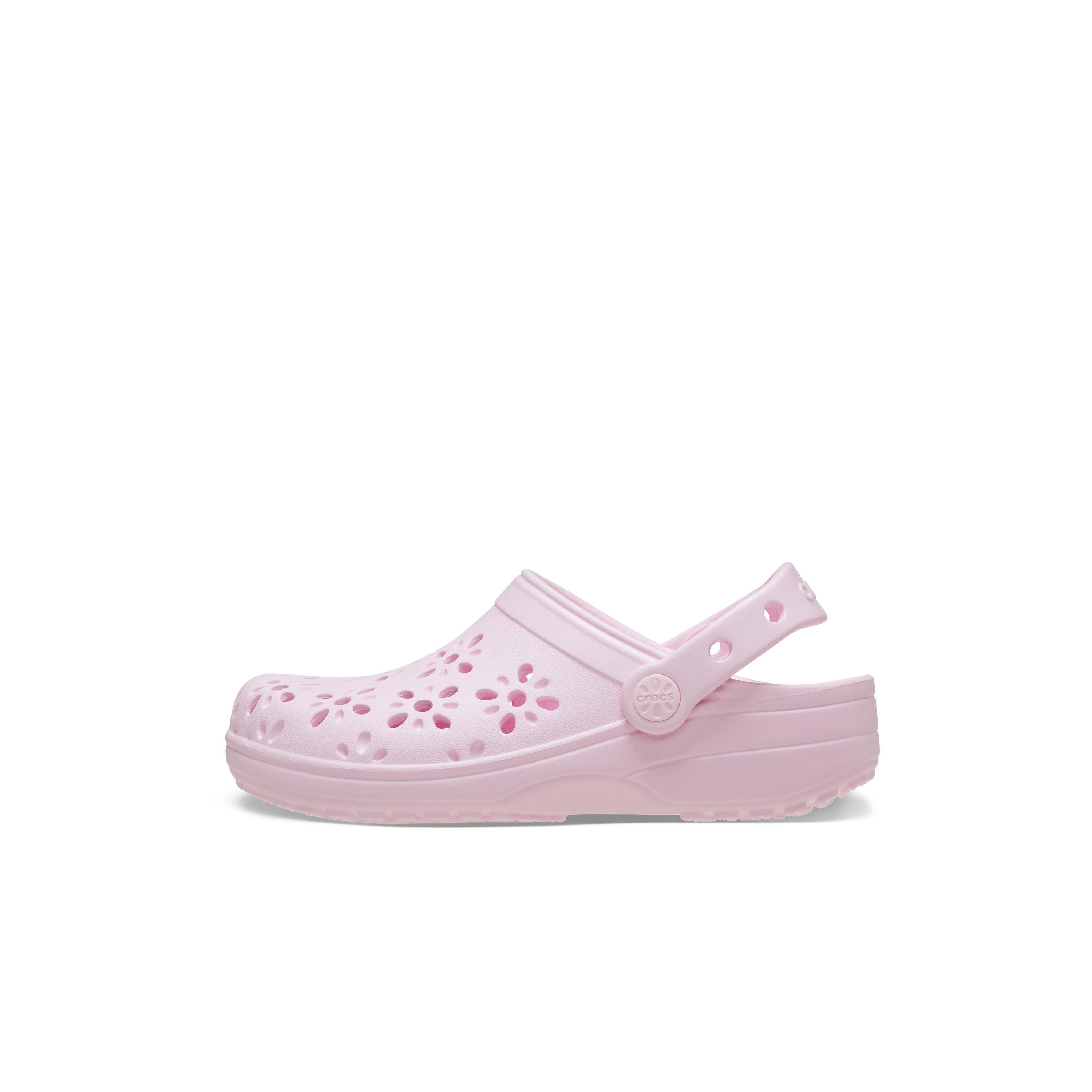Crocs Classic Preschool Girls' "Pink Floral Cutout" Clog