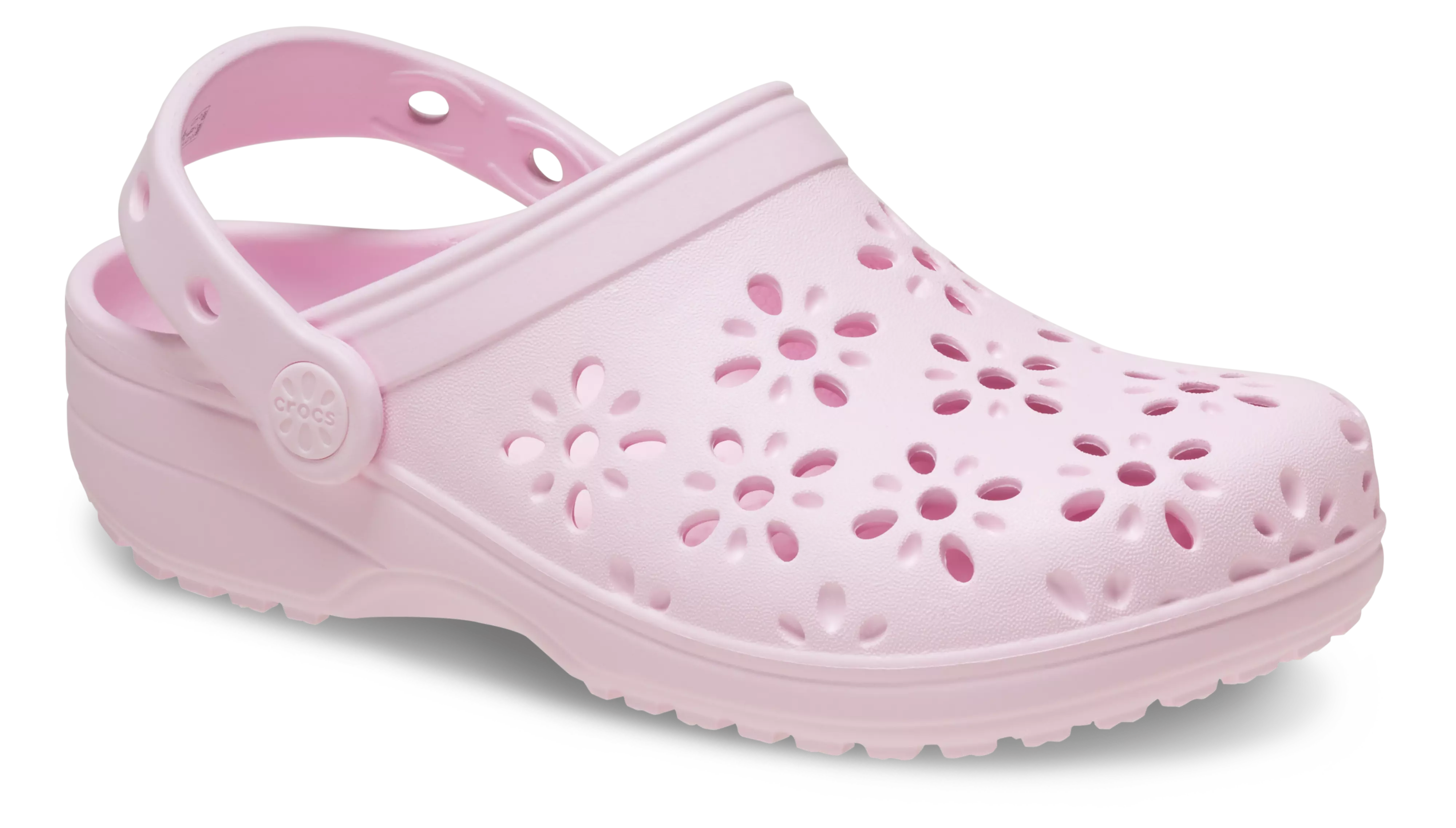 Crocs Classic "Pink Floral Cutout" Preschool Girls' Clog - PINK