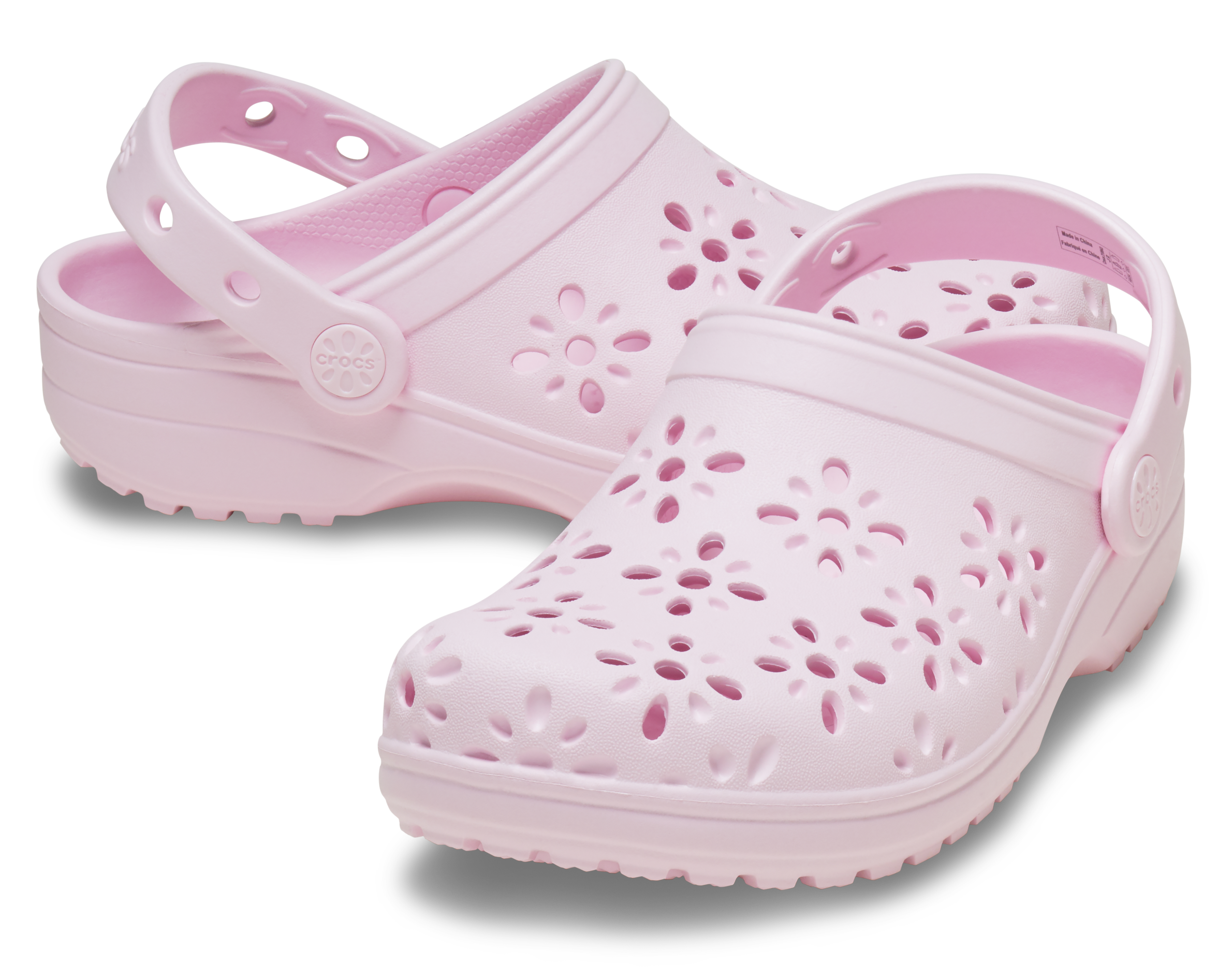Crocs Classic Preschool Girls' "Pink Floral Cutout" Clog