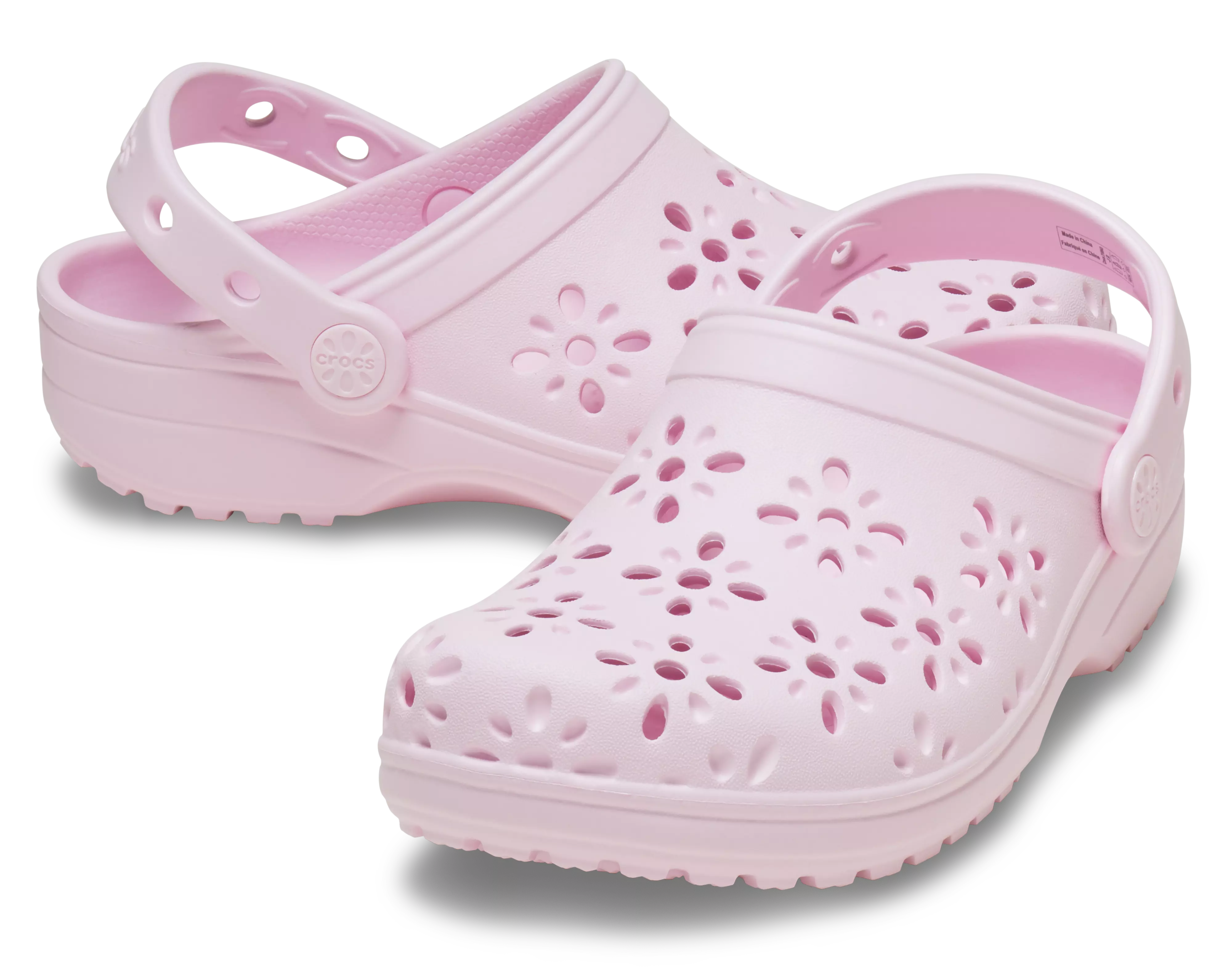 Crocs Classic "Pink Floral Cutout" Toddler Girls' Clog - PINK