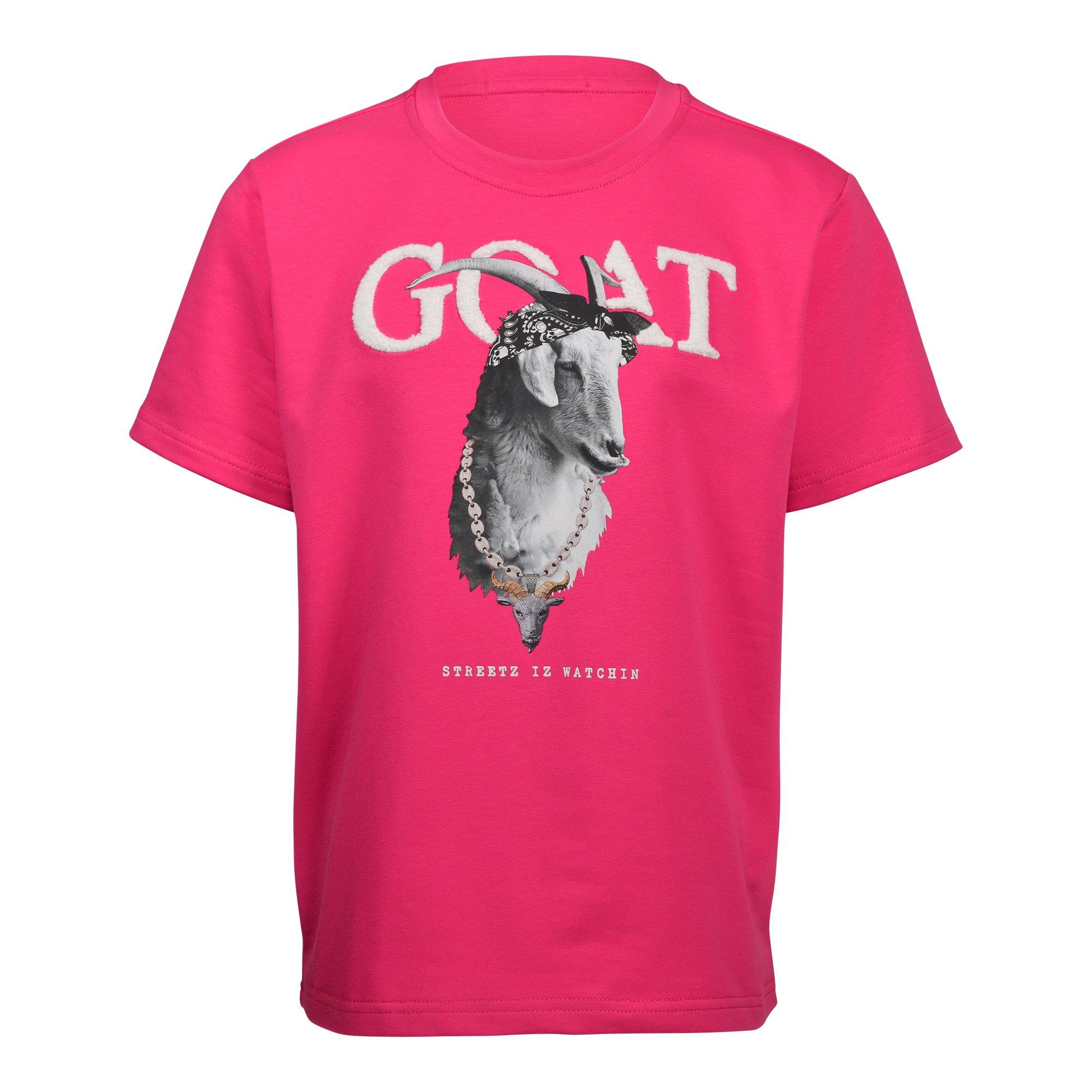 Streetz Iz Watchin Big Girls' GOAT Crew Neck Short Sleeve - Pink