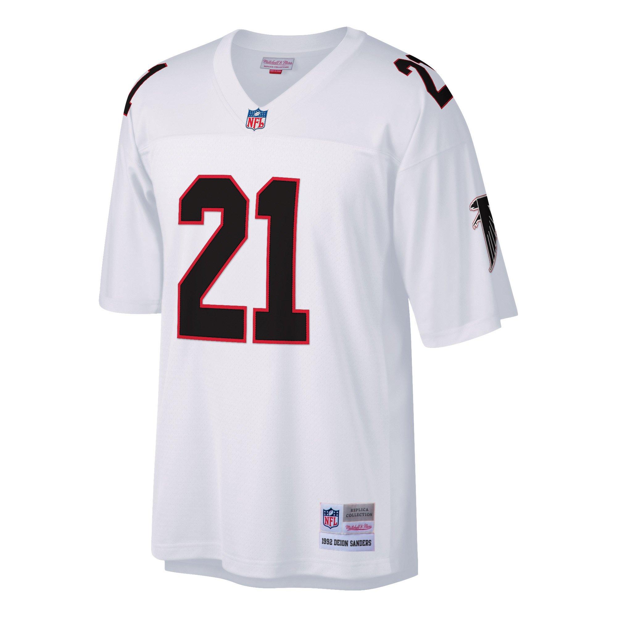 Mitchell & Ness Men's Atlanta Falcons Away Deion Sanders Jersey-White - WHITE Thumbnail View 1