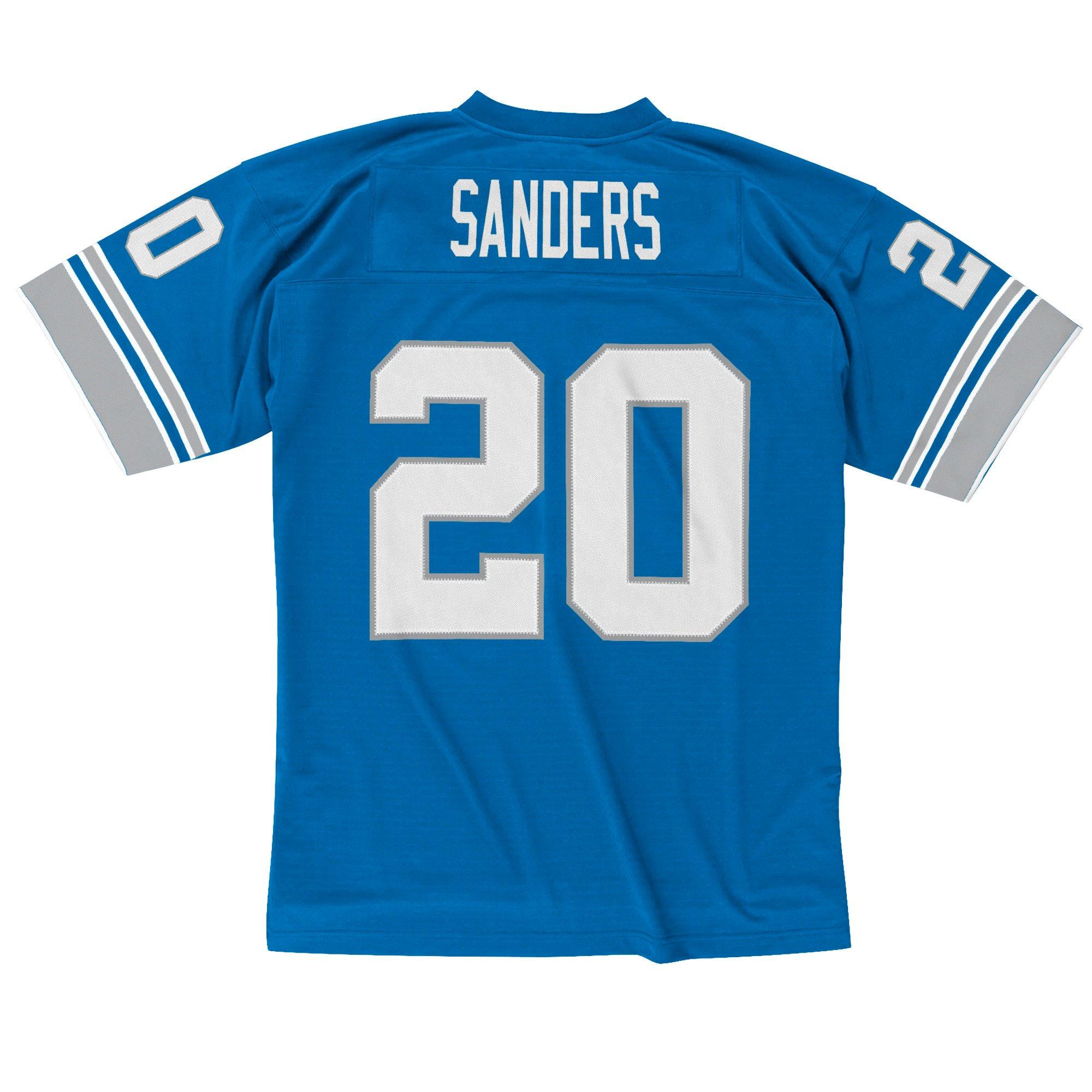 Mitchell & Ness Men's Detroit Lions Home Barry Sanders Jersey-Blue - BLUE Thumbnail View 4