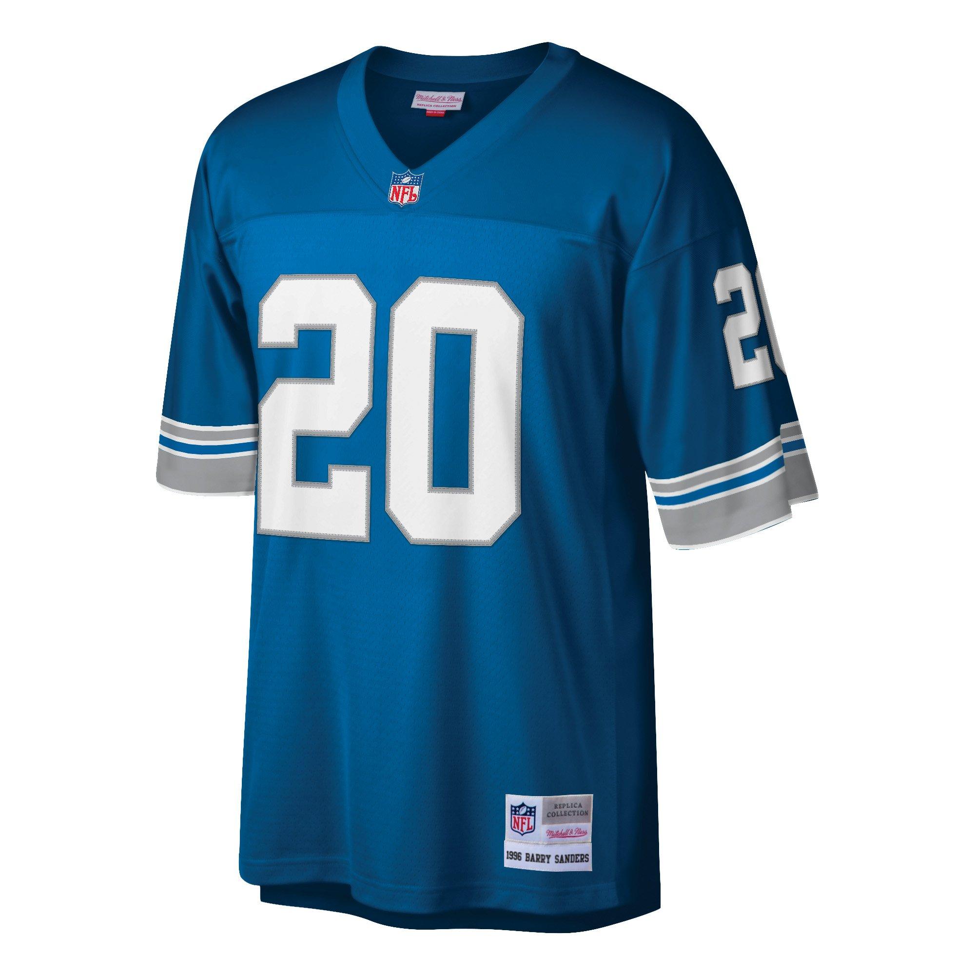 Mitchell & Ness Men's Detroit Lions Home Barry Sanders Jersey-Blue - BLUE Thumbnail View 1